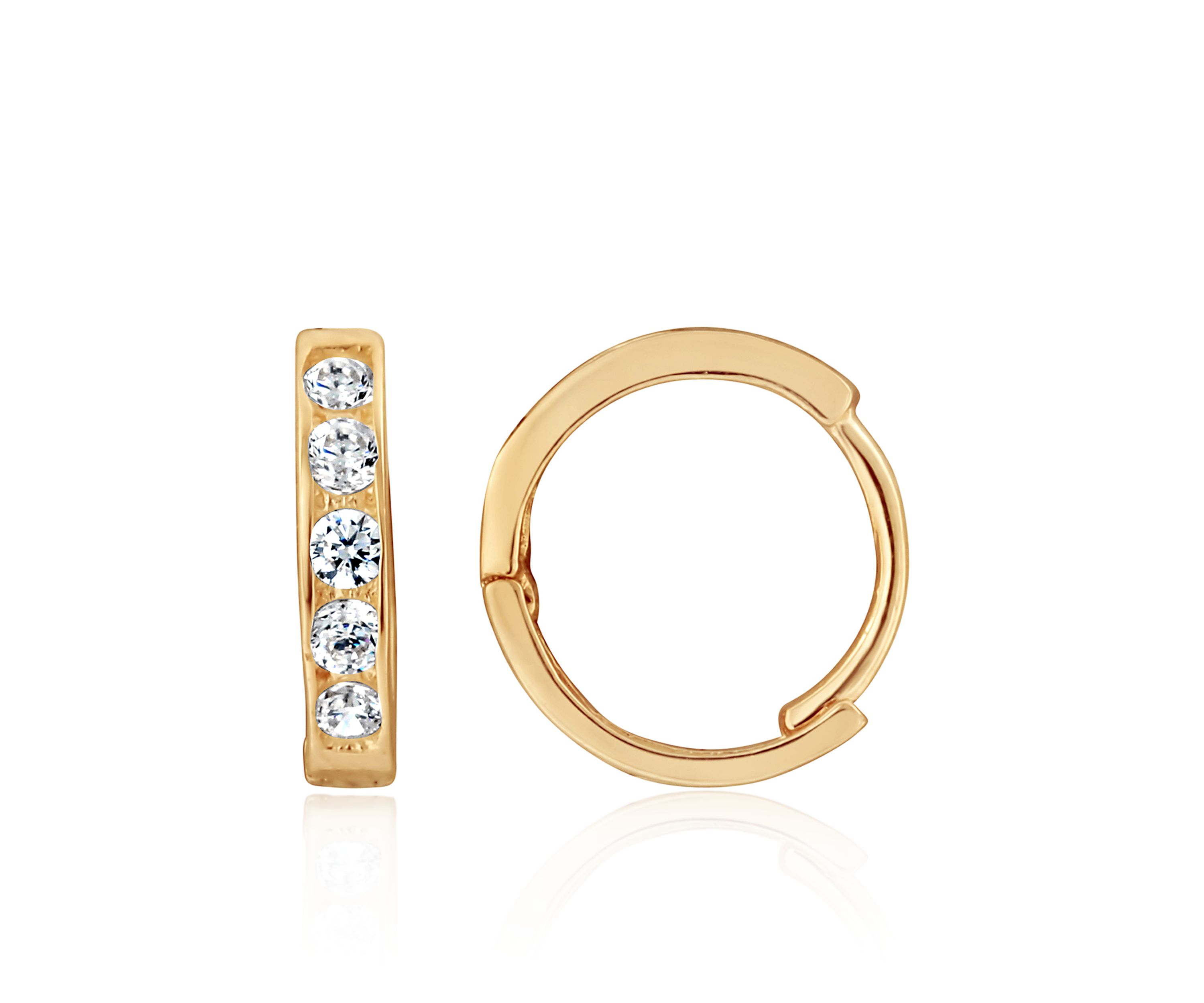 Kids Cubic Zirconia Hoop Earrings in 14K Yellow Gold