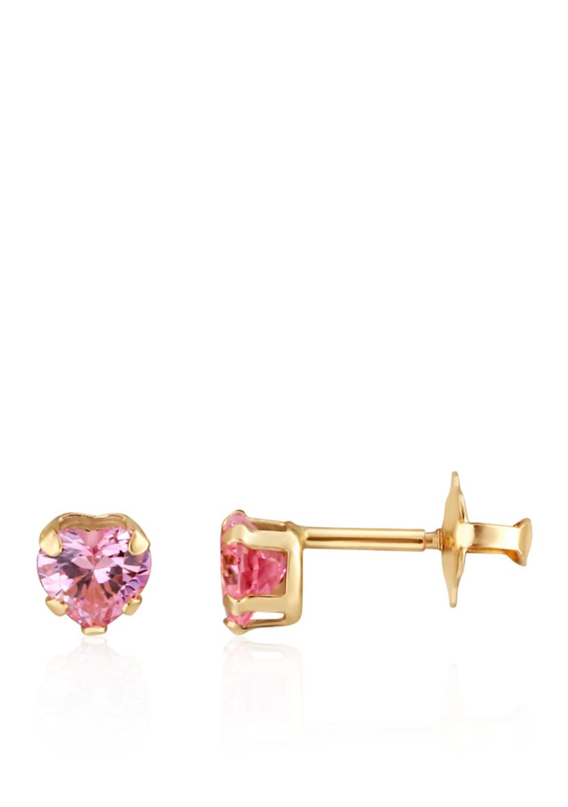 Cubic Zirconia Baby Stud Earrings in 14K Yellow Gold