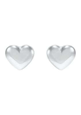 Puff Heart Earrings in 14K White Gold