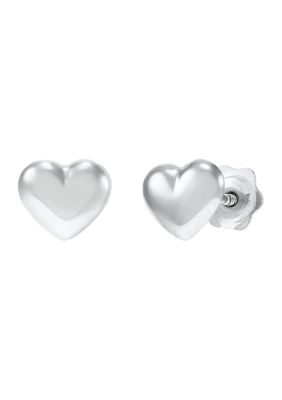 Puff Heart Earrings in 14K White Gold
