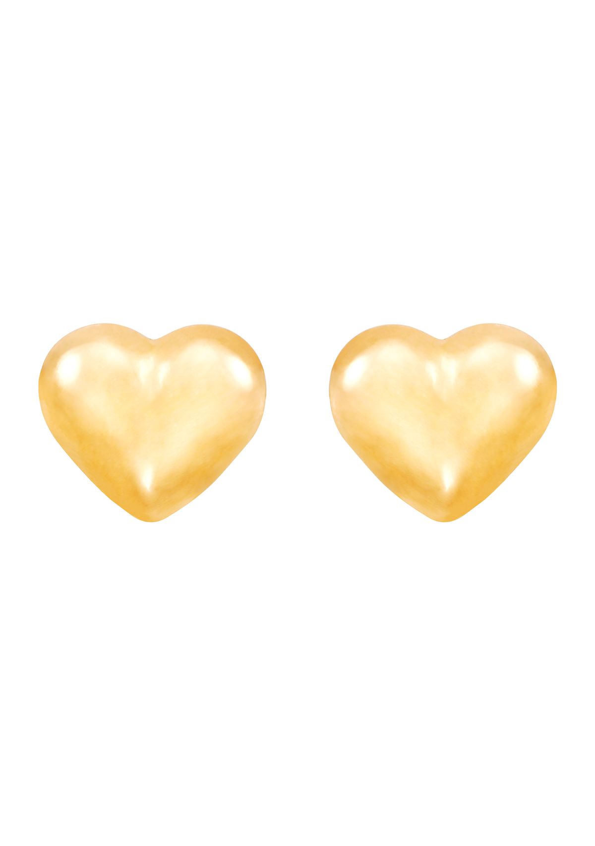 Kids Puff Heart Stud Earrings in 14K Yellow Gold