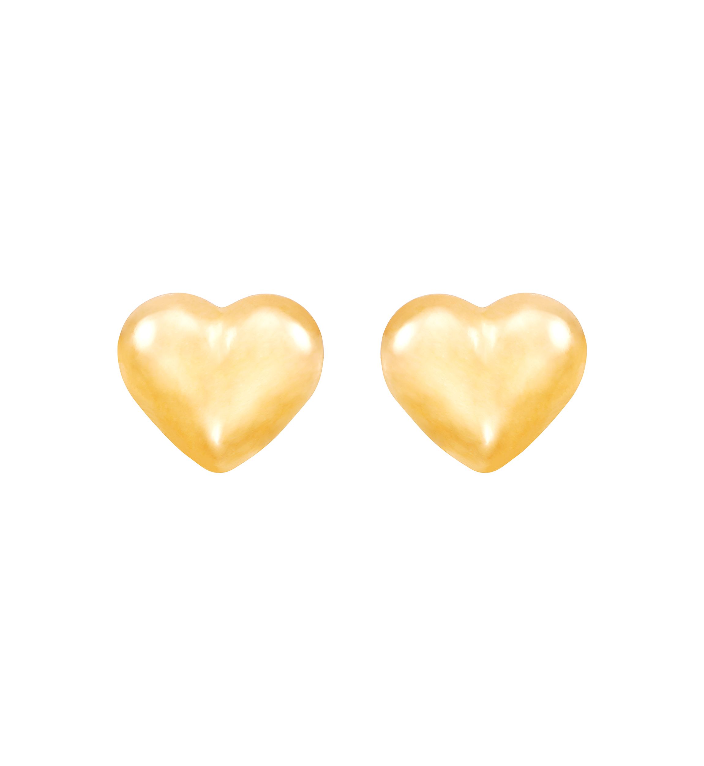 Kids Puff Heart Stud Earrings in 14K Yellow Gold