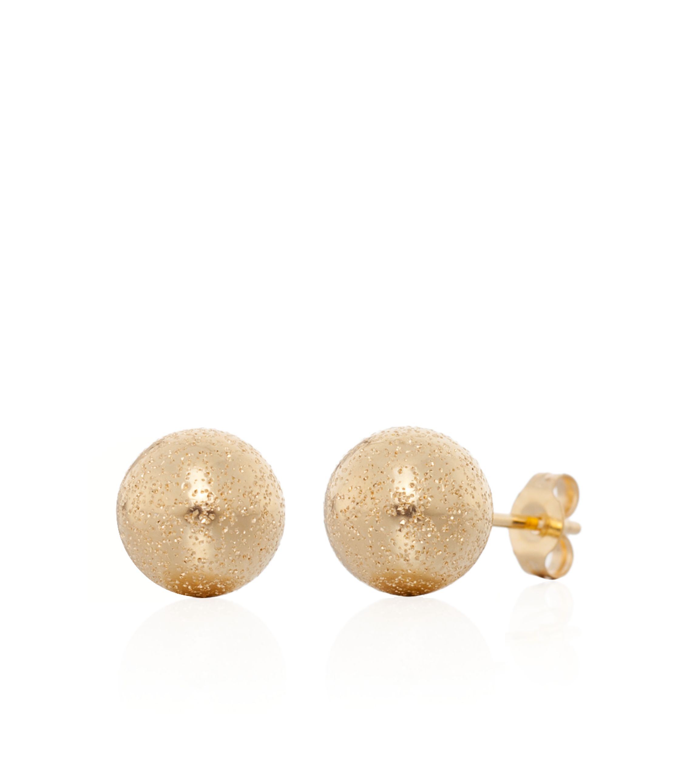 Glitter Ball Stud Earrings in 14K Yellow Gold