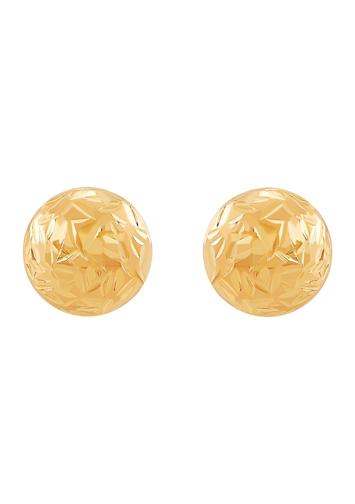 Flat Ball Stud Earrings in 14K Yellow Gold