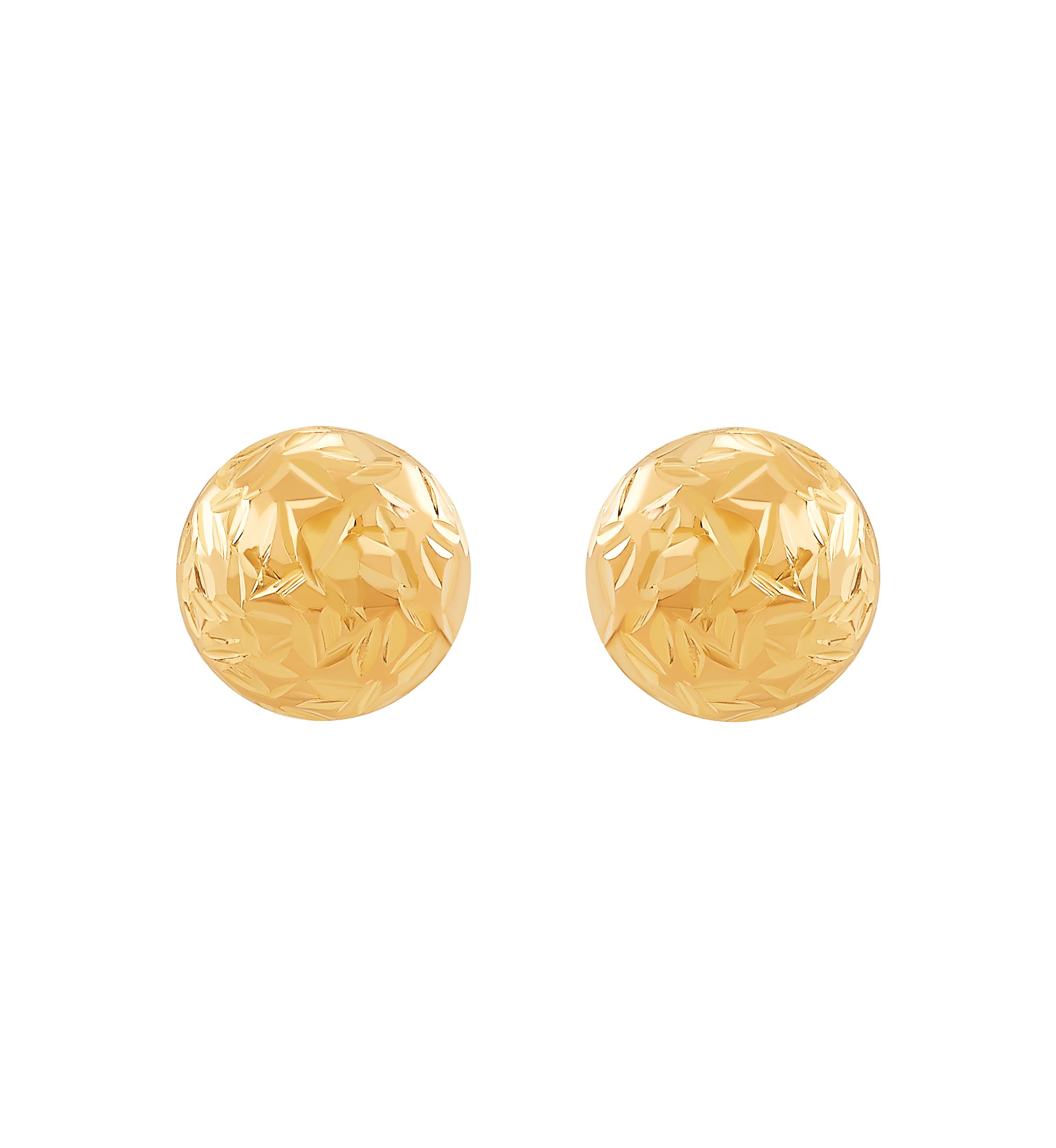 Flat Ball Stud Earrings in 14K Yellow Gold