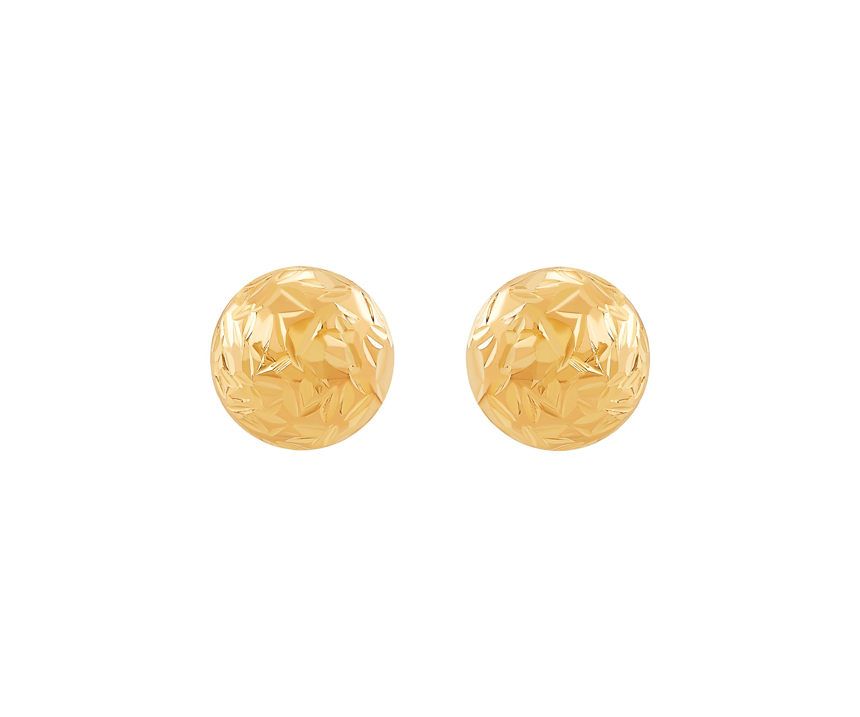Flat Ball Stud Earrings in 14K Yellow Gold