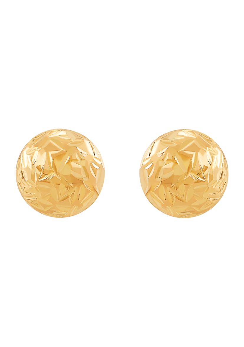 Flat Ball Stud Earrings in 14K Yellow Gold