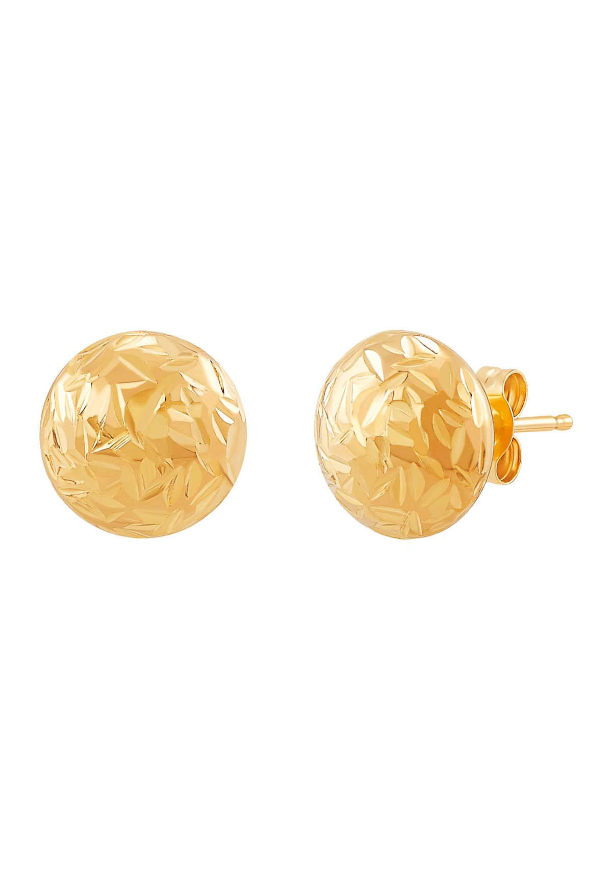 Flat Ball Stud Earrings in 14K Yellow Gold
