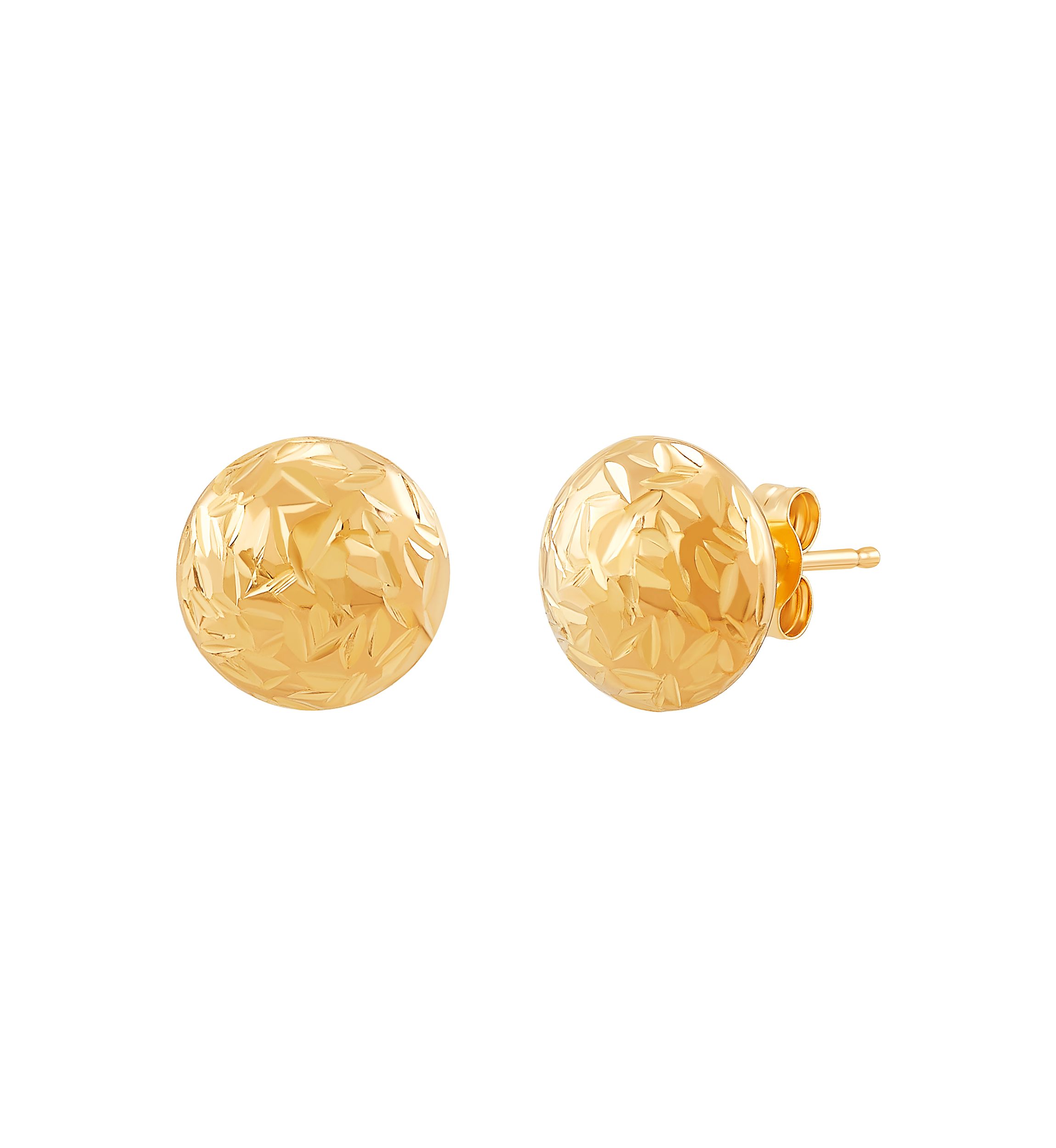 Flat Ball Stud Earrings in 14K Yellow Gold