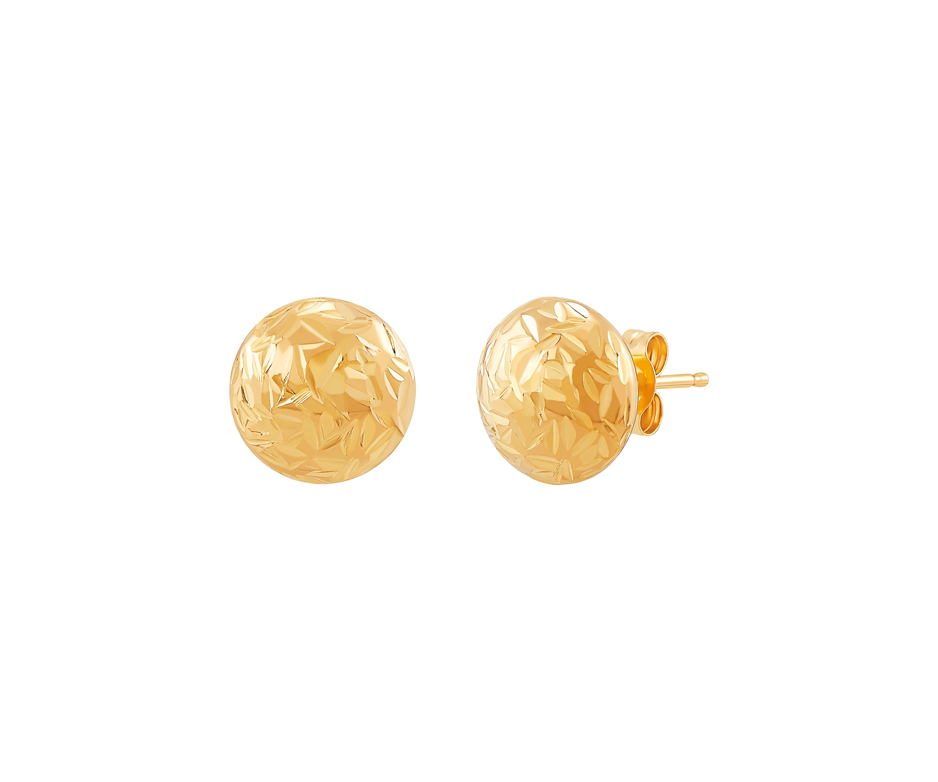 Flat Ball Stud Earrings in 14K Yellow Gold