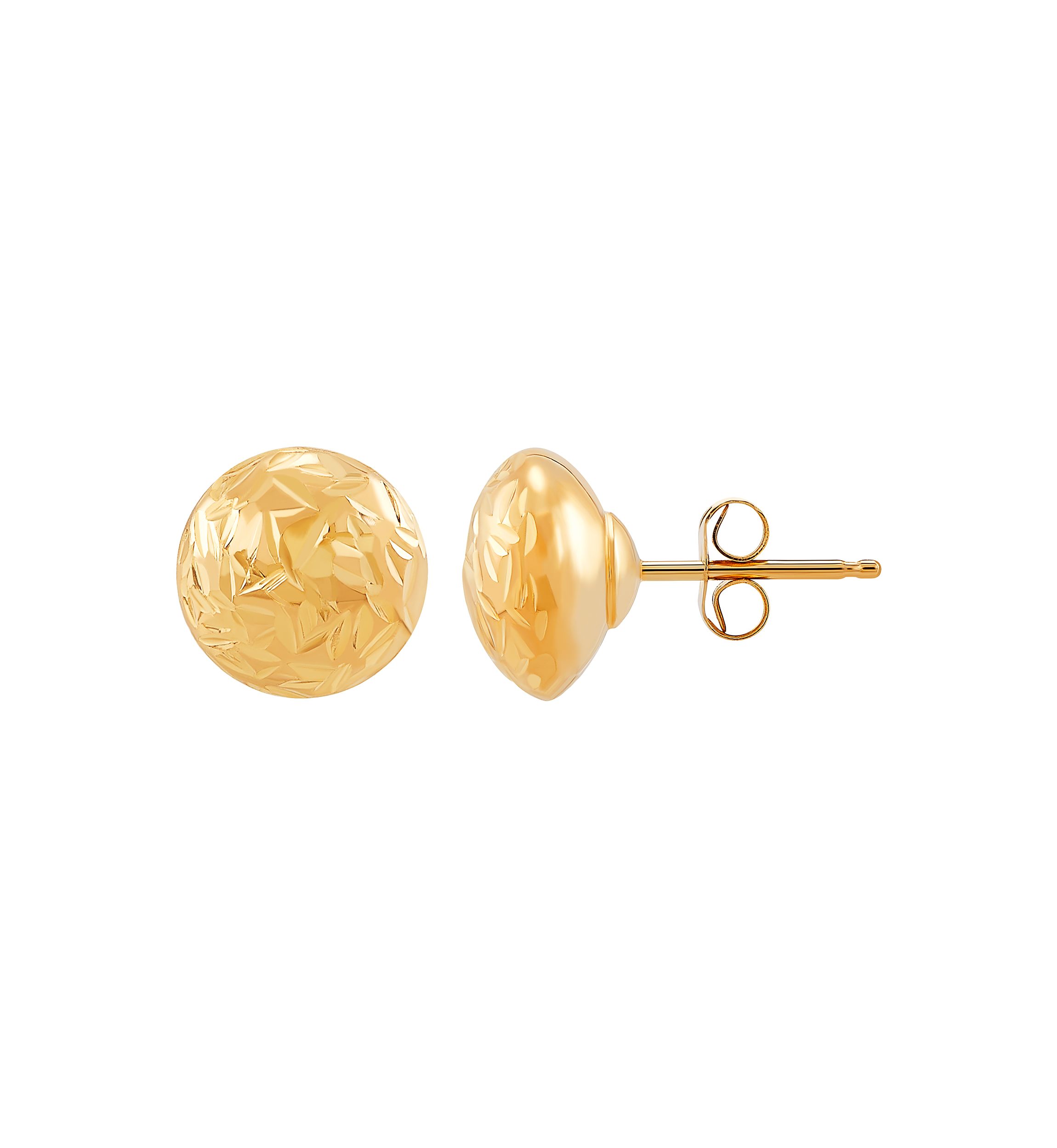 Flat Ball Stud Earrings in 14K Yellow Gold