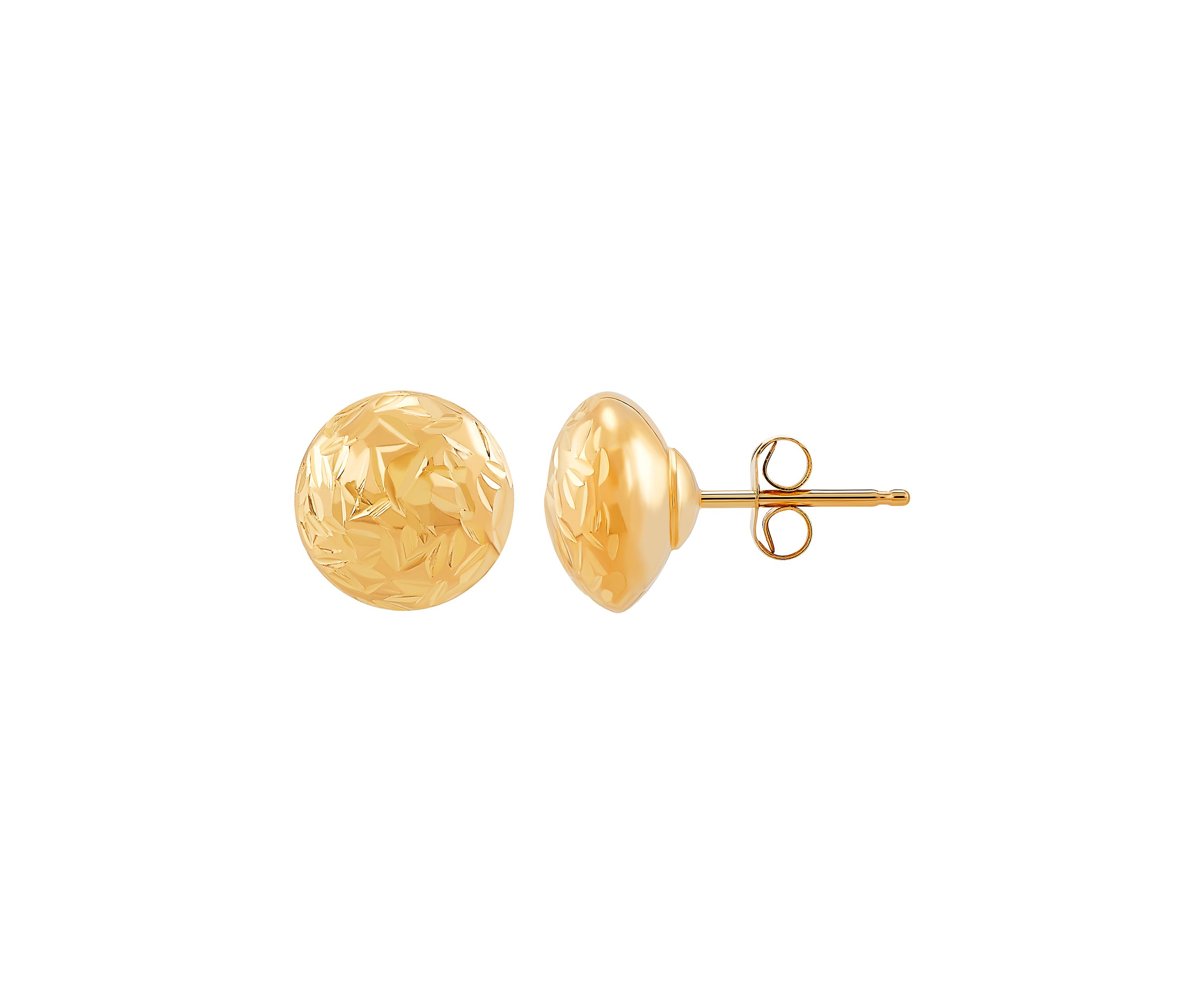 Flat Ball Stud Earrings in 14K Yellow Gold