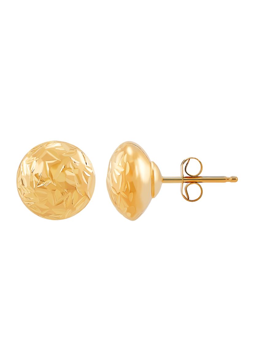 Flat Ball Stud Earrings in 14K Yellow Gold