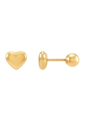 Puff Heart Earrings in 14K Yellow Gold