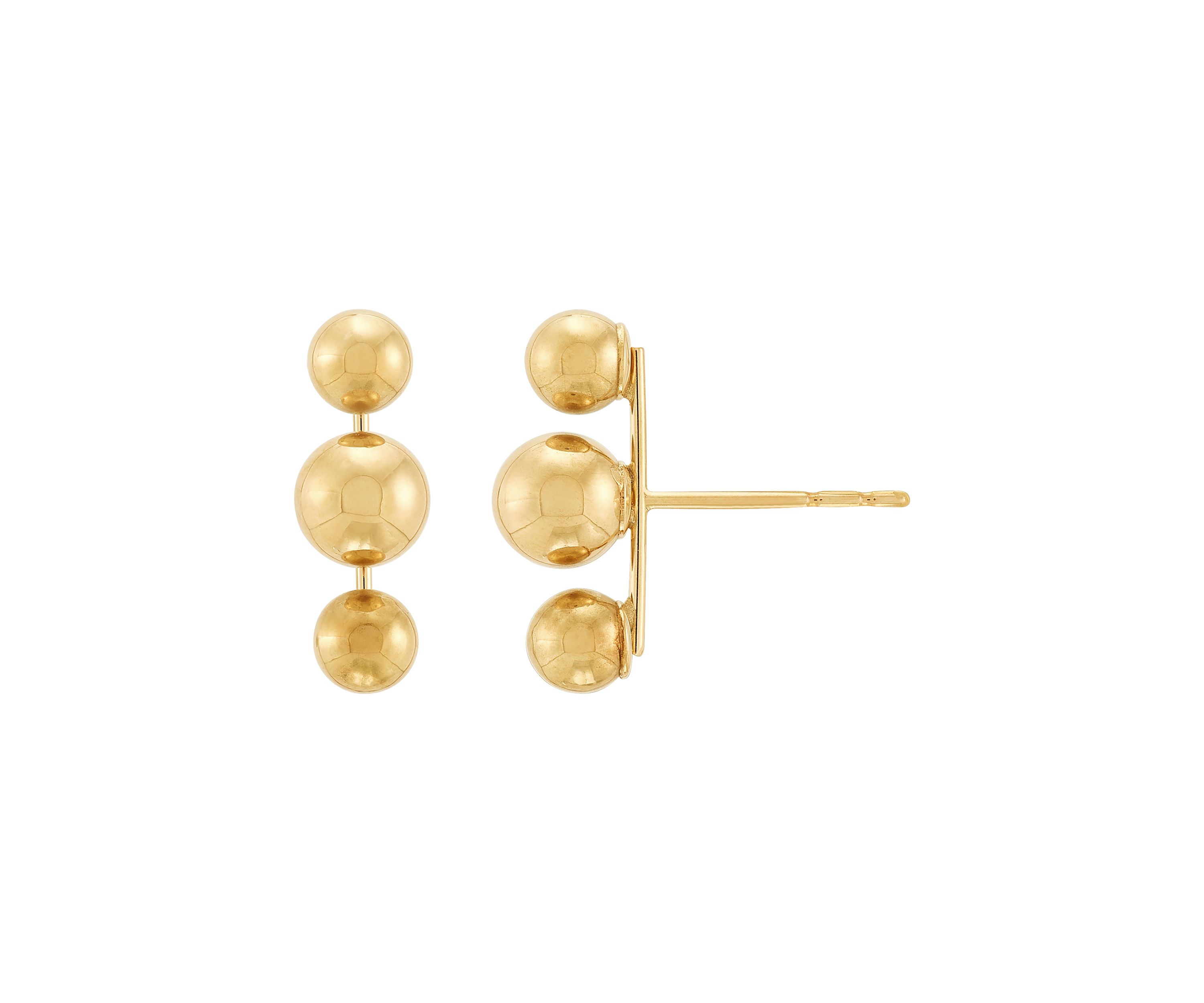 Multi Ball Stud Earrings in 14K Yellow Gold