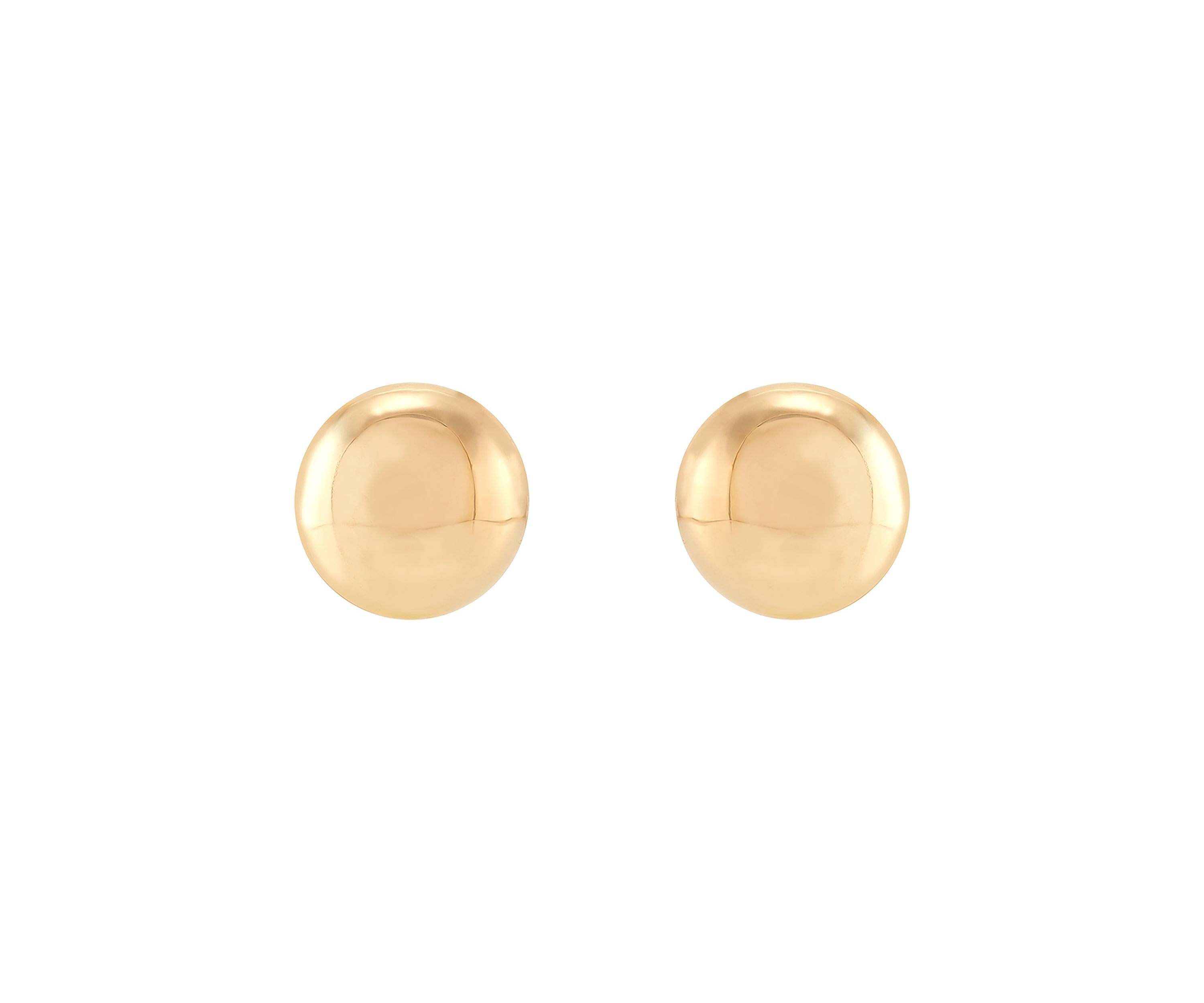 Flat Ball Button Stud Earrings in 14K Yellow Gold
