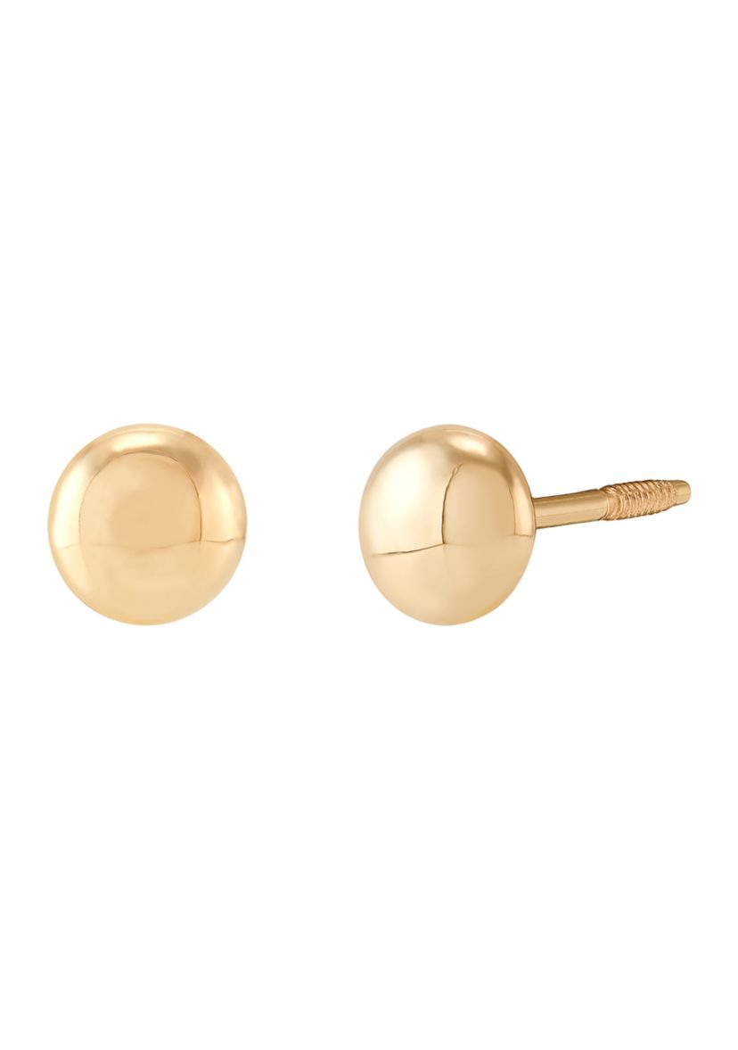 Flat Ball Button Stud Earrings in 14K Yellow Gold