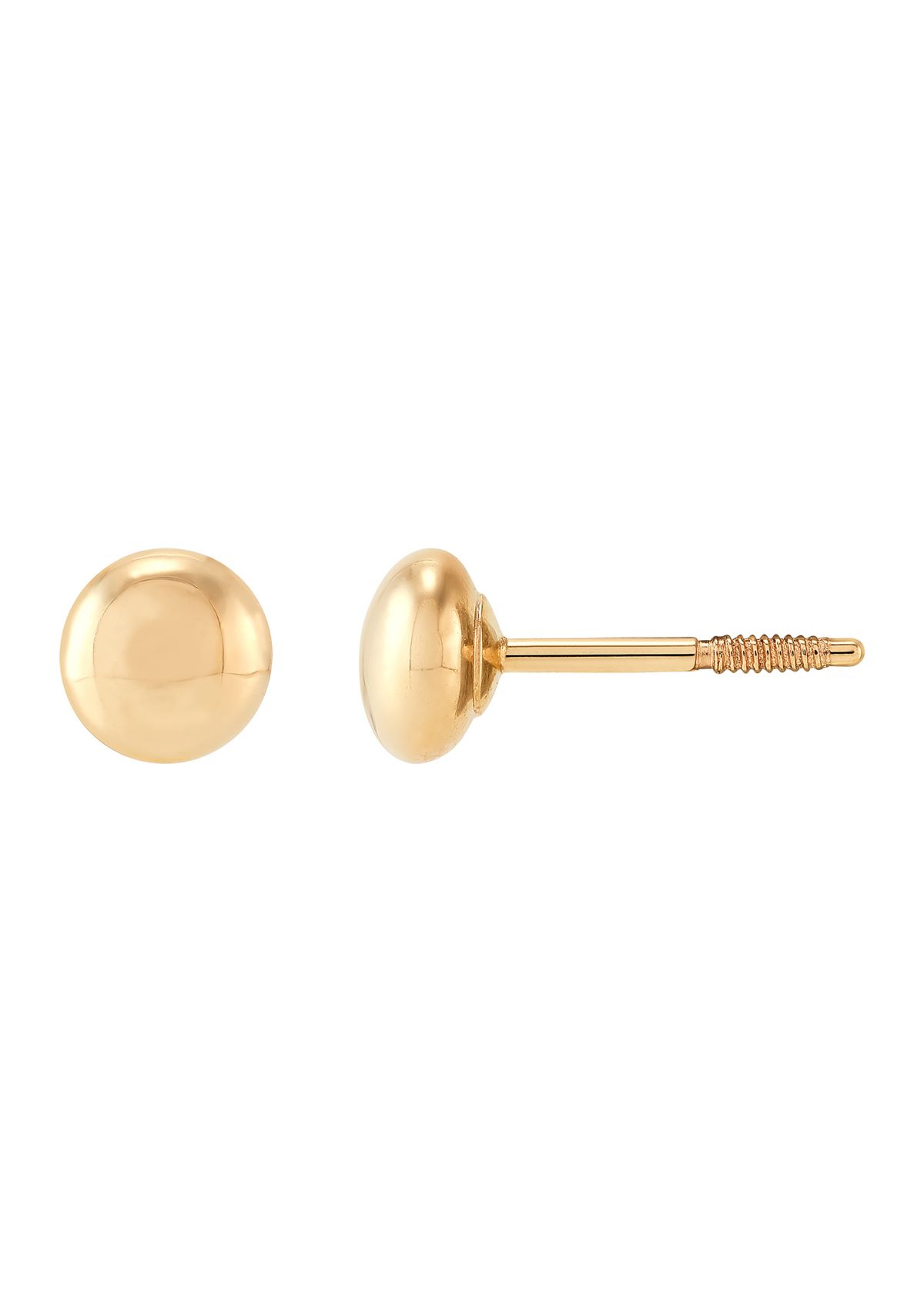 Flat Ball Button Stud Earrings in 14K Yellow Gold