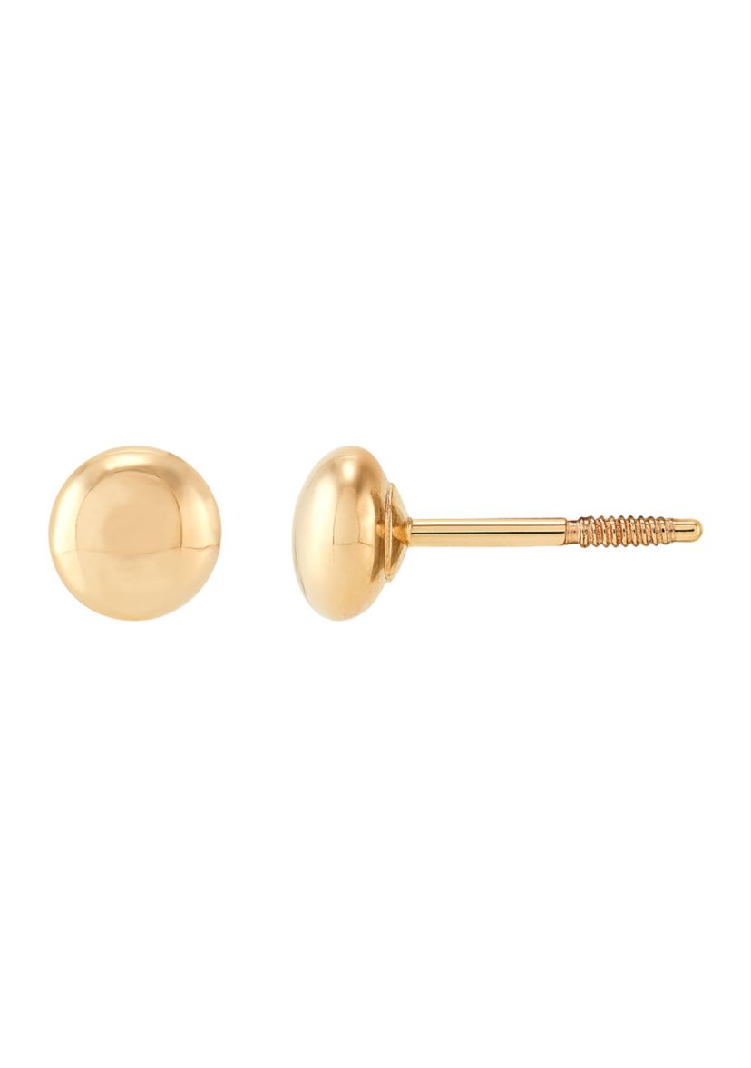 Flat Ball Button Stud Earrings in 14K Yellow Gold