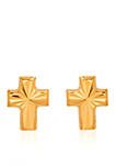 14k Yellow Gold Baby Cross Stud Earrings