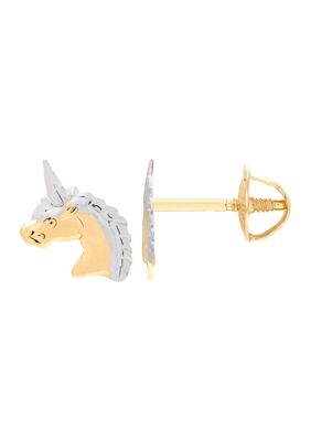 Unicorn Earrings in 14K Yellow Gold