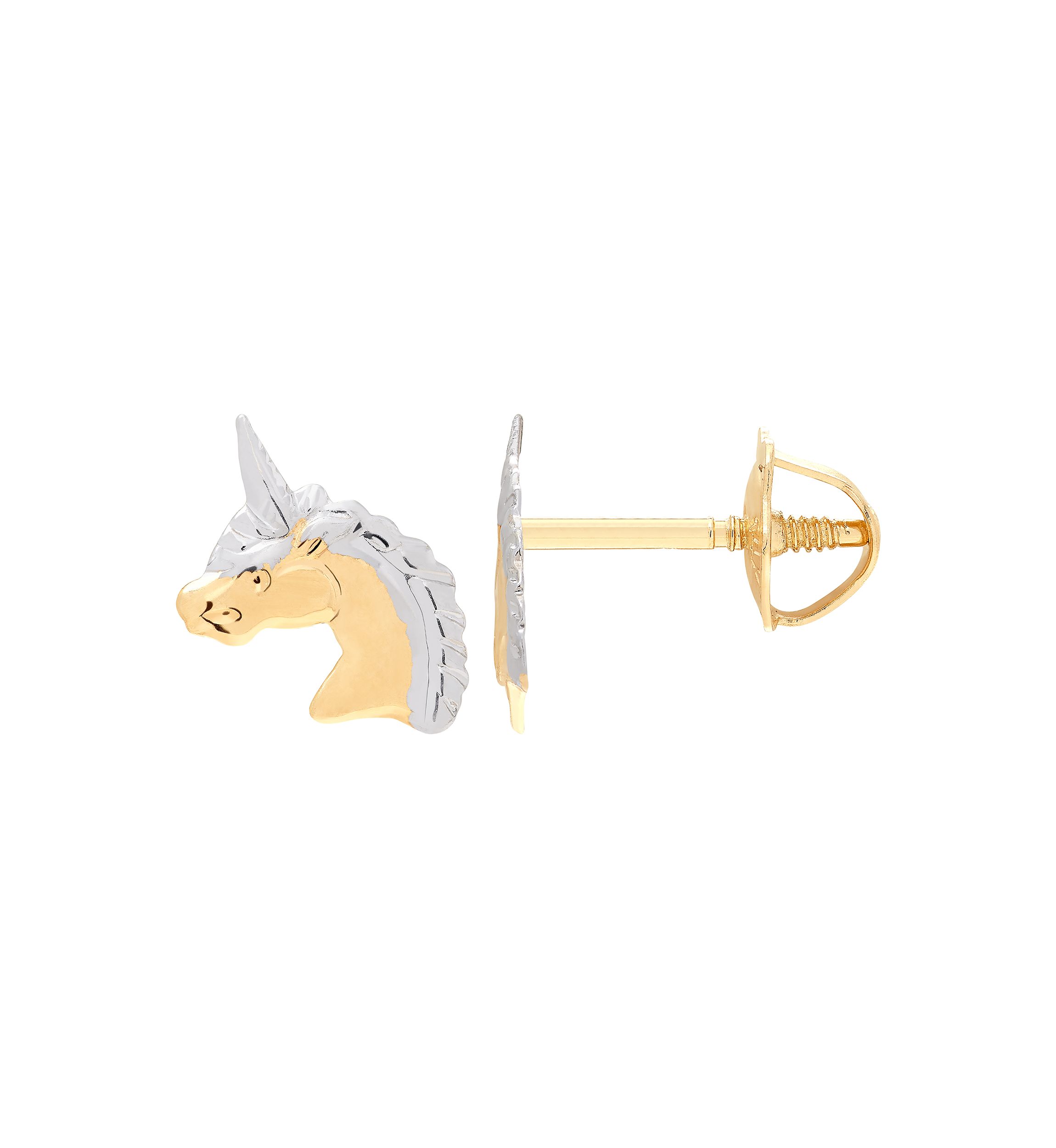 Unicorn Earrings in 14K Yellow Gold