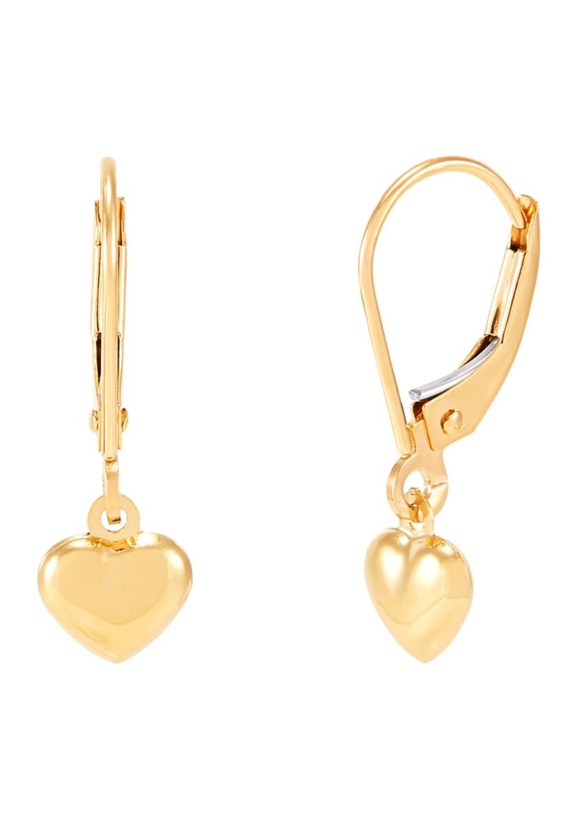 Baby Heart Drop Earring in 14K Yellow Gold