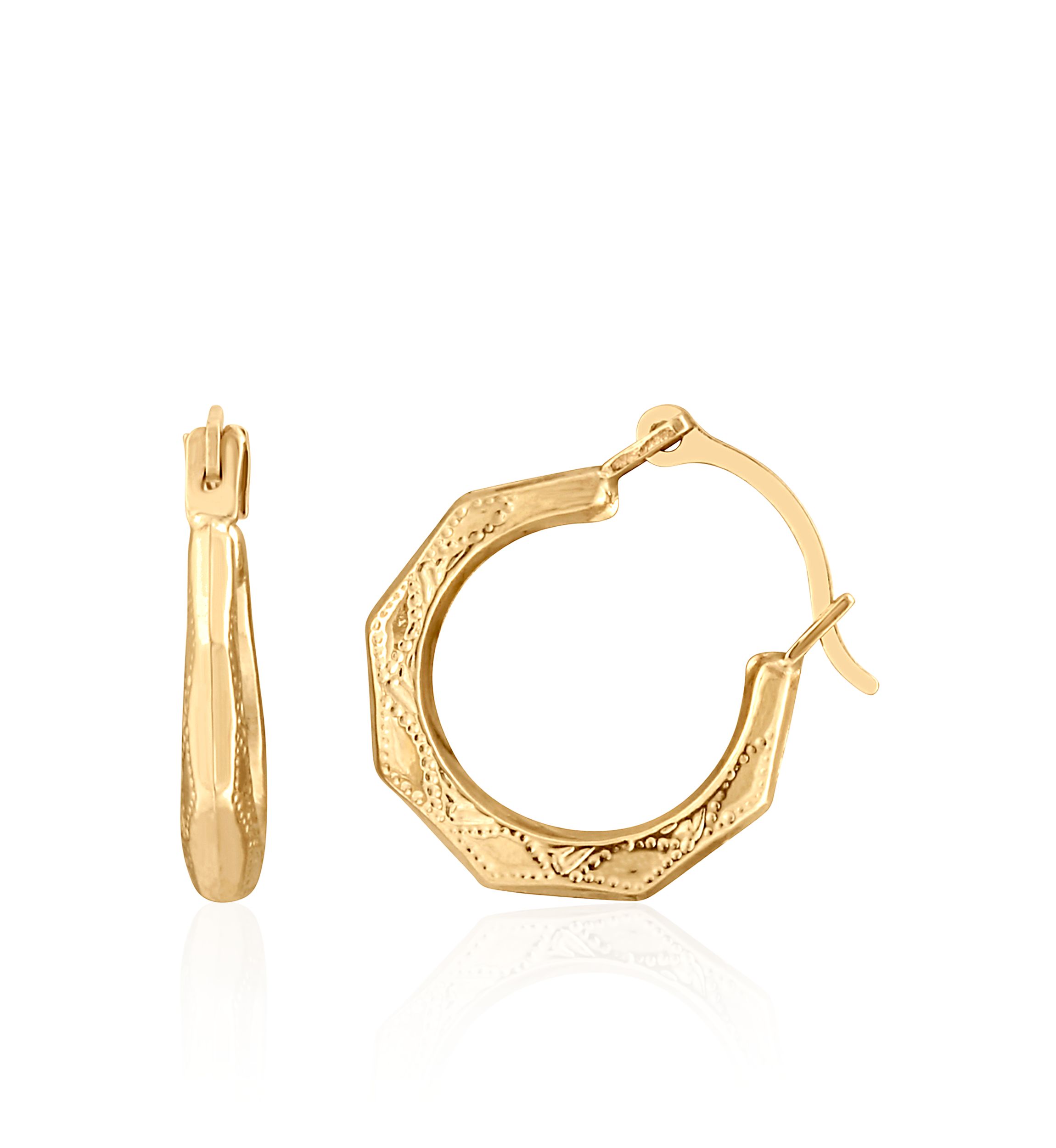 Kids Facet Hoop Earrings in 14K Yellow Gold