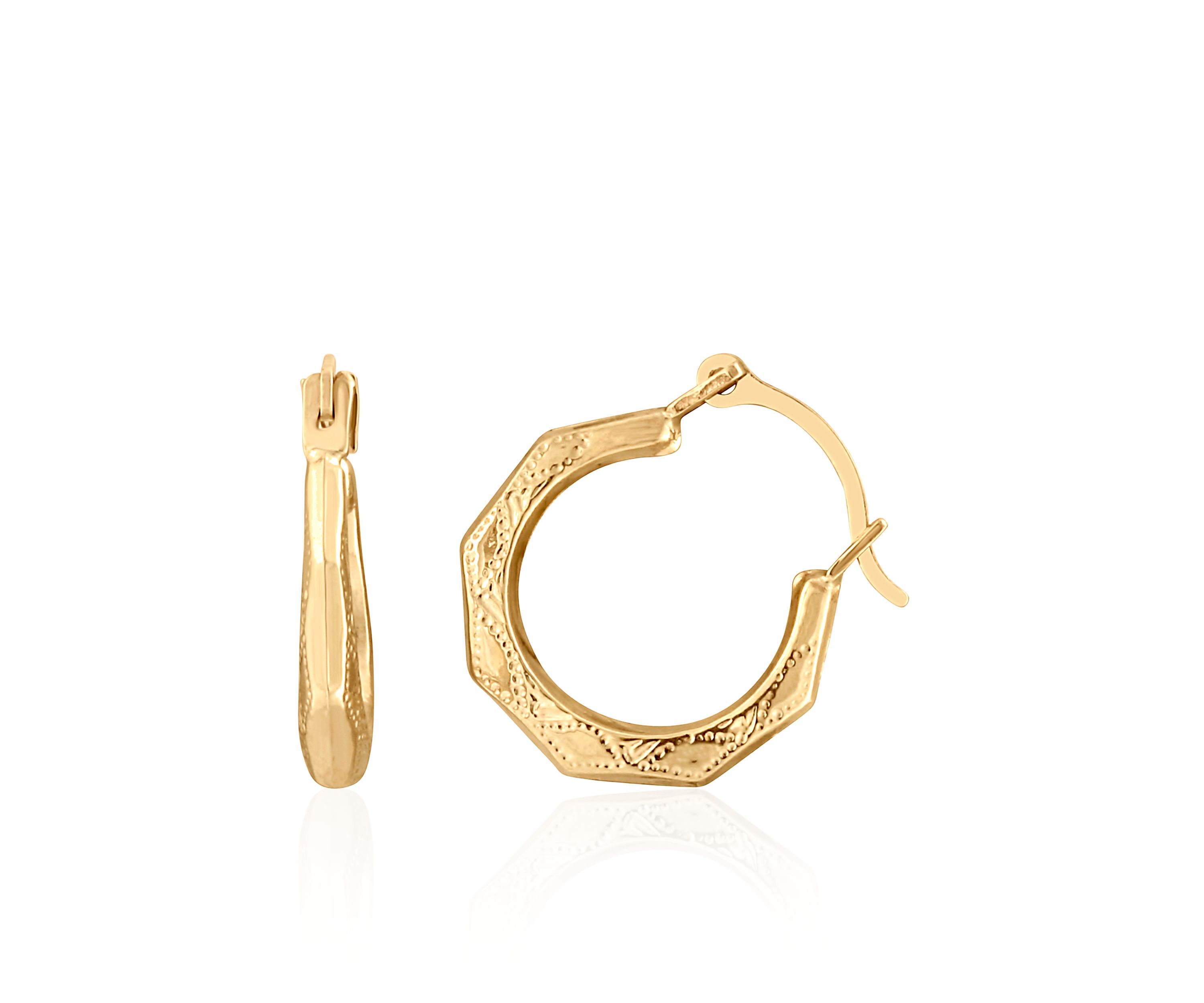Kids Facet Hoop Earrings in 14K Yellow Gold