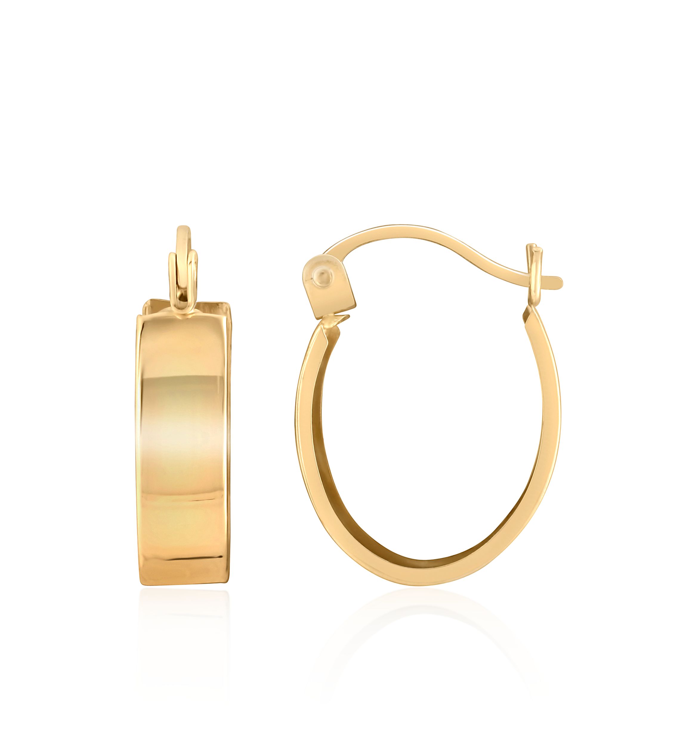 14k Yellow Gold Band Hoop Earrings