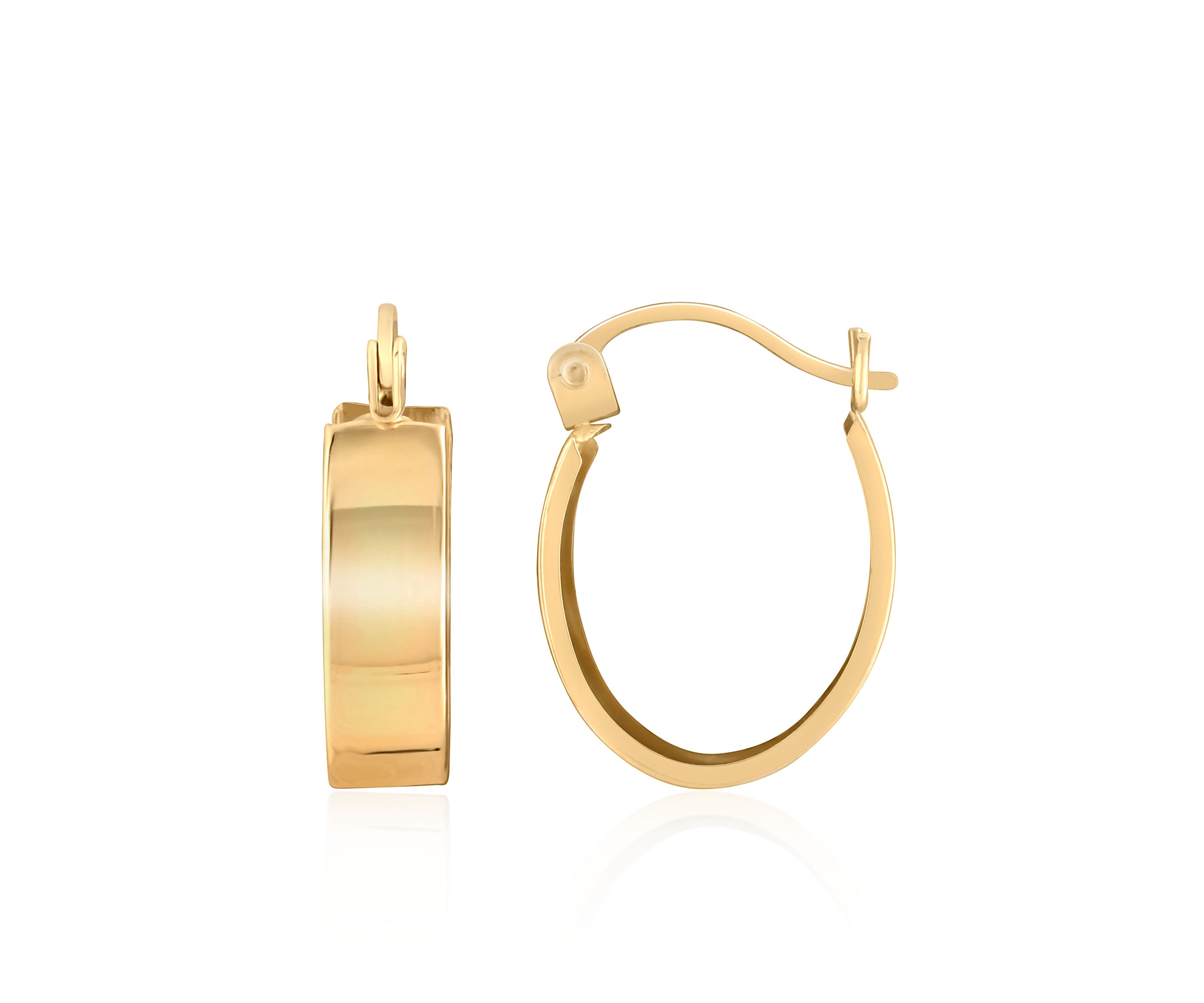 14k Yellow Gold Band Hoop Earrings