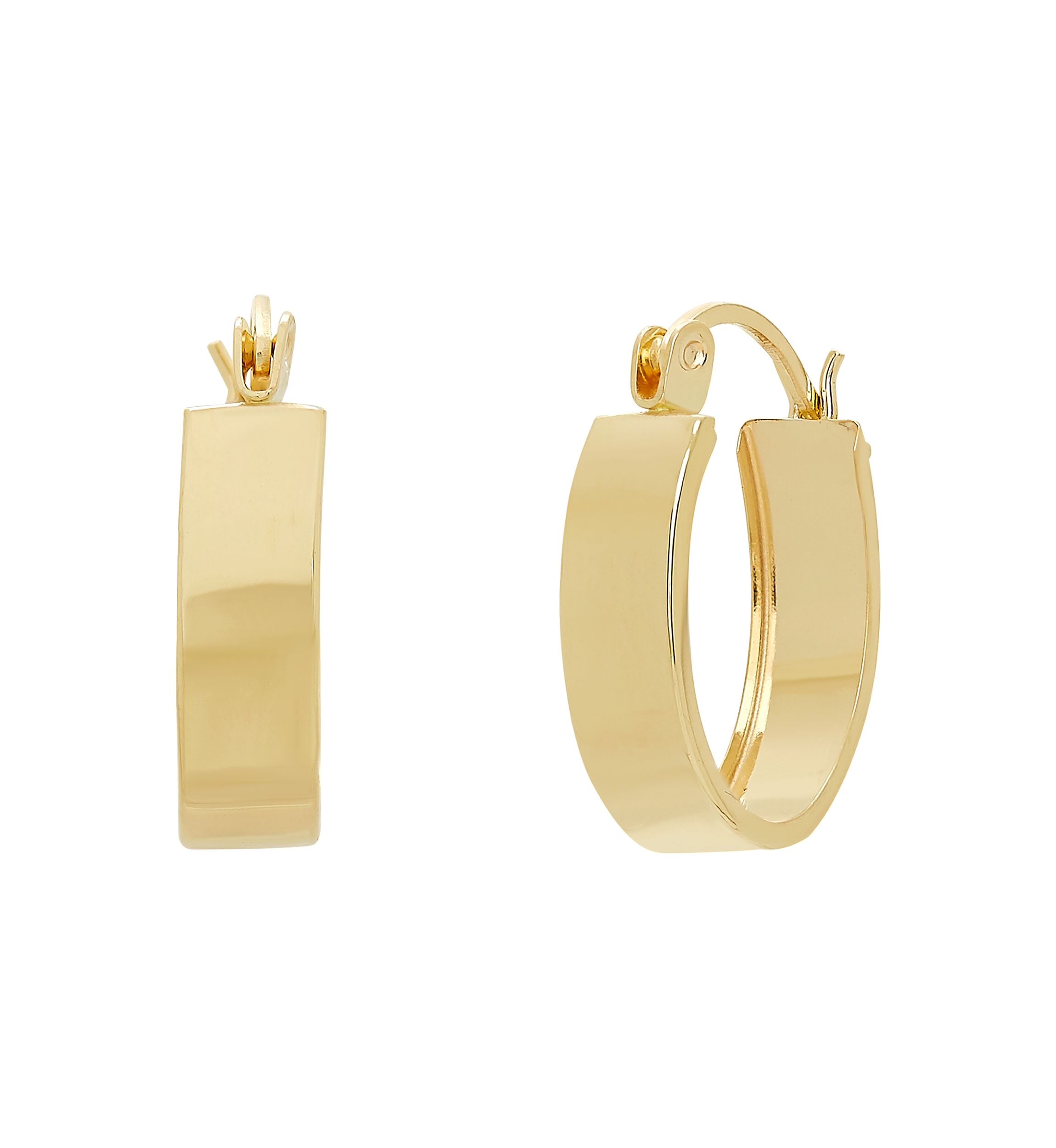 14k Yellow Gold Band Hoop Earrings