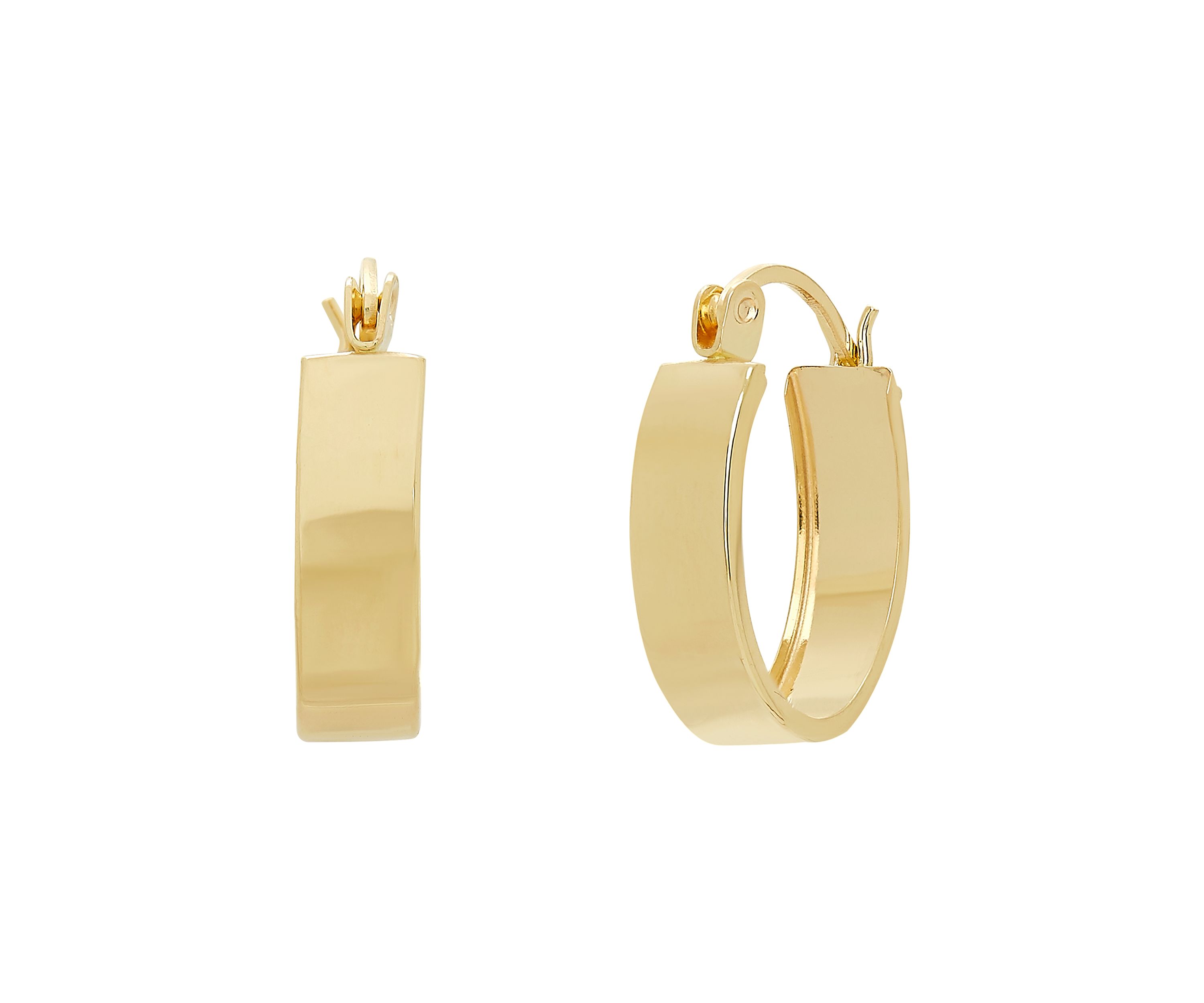 14k Yellow Gold Band Hoop Earrings