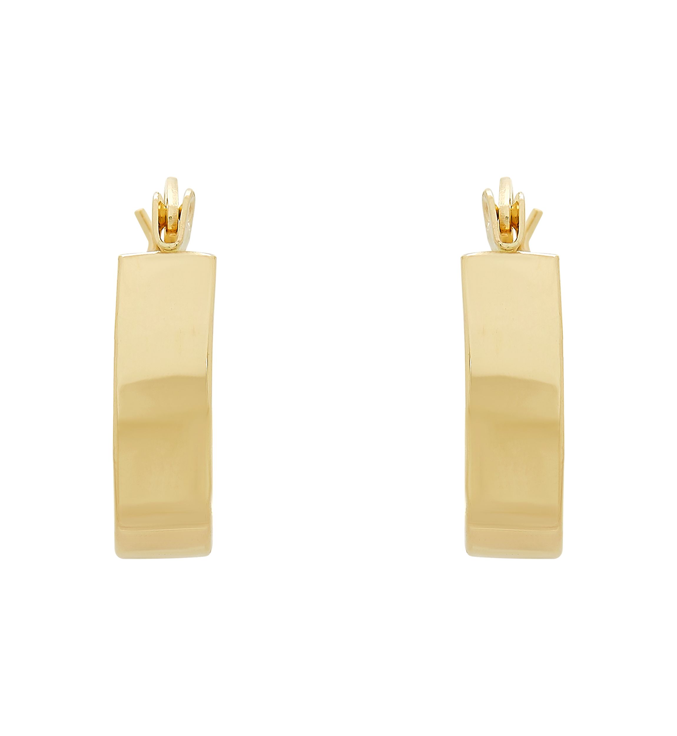 14k Yellow Gold Band Hoop Earrings