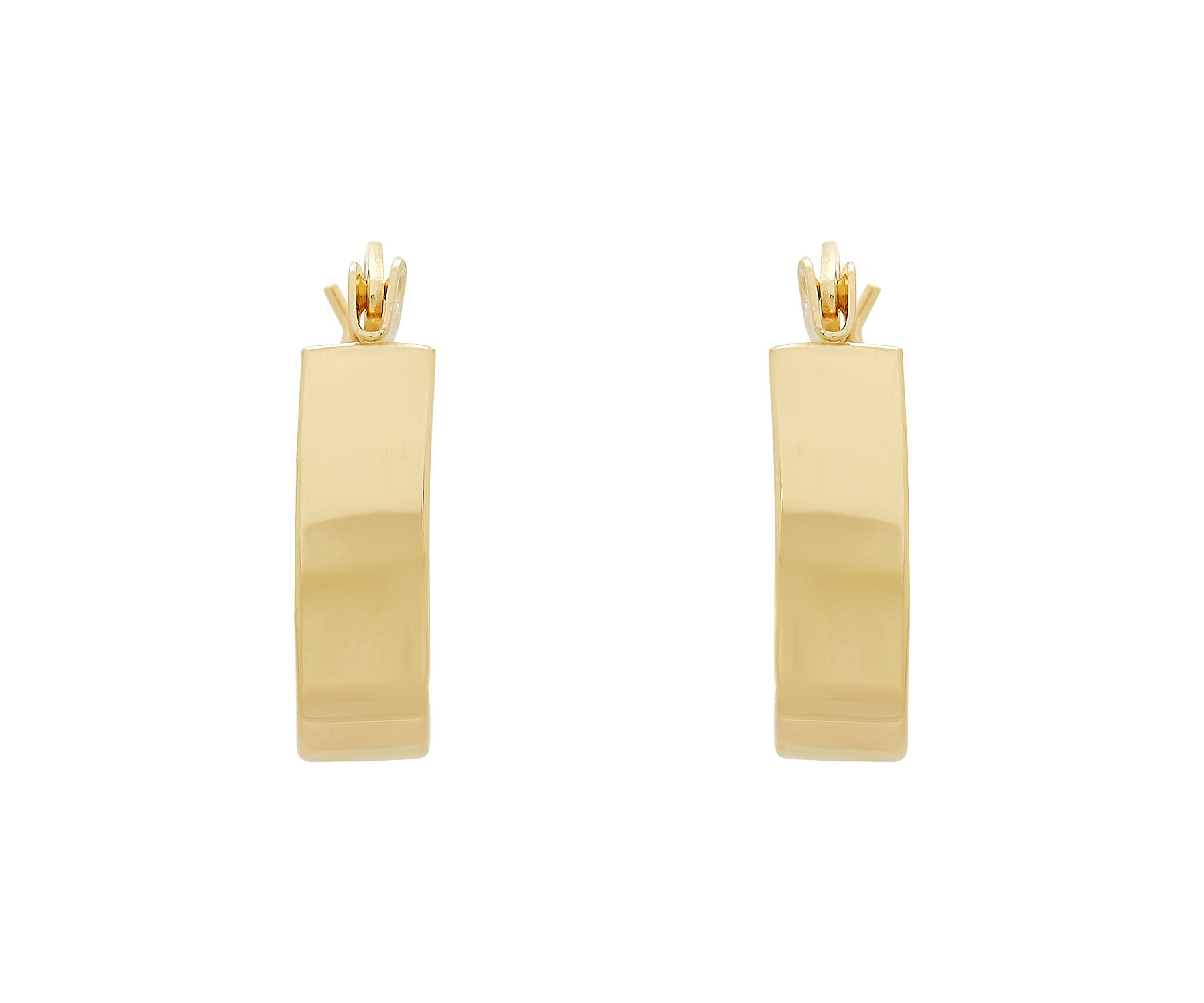 14k Yellow Gold Band Hoop Earrings