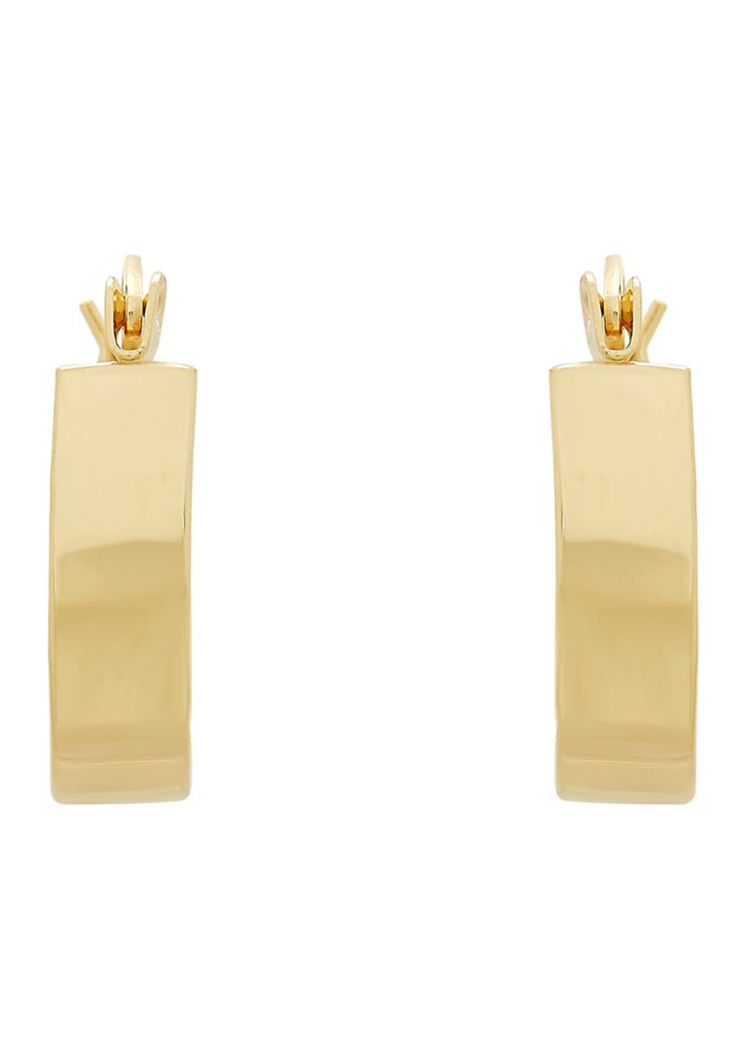 14k Yellow Gold Band Hoop Earrings
