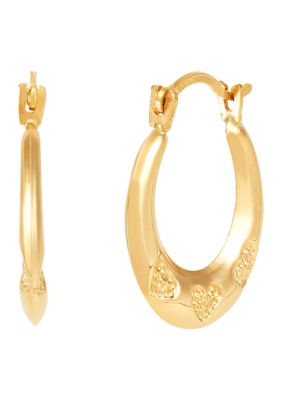Belk & Co 3 Heart Pattern Hoop Earrings in 14K Yellow Gold