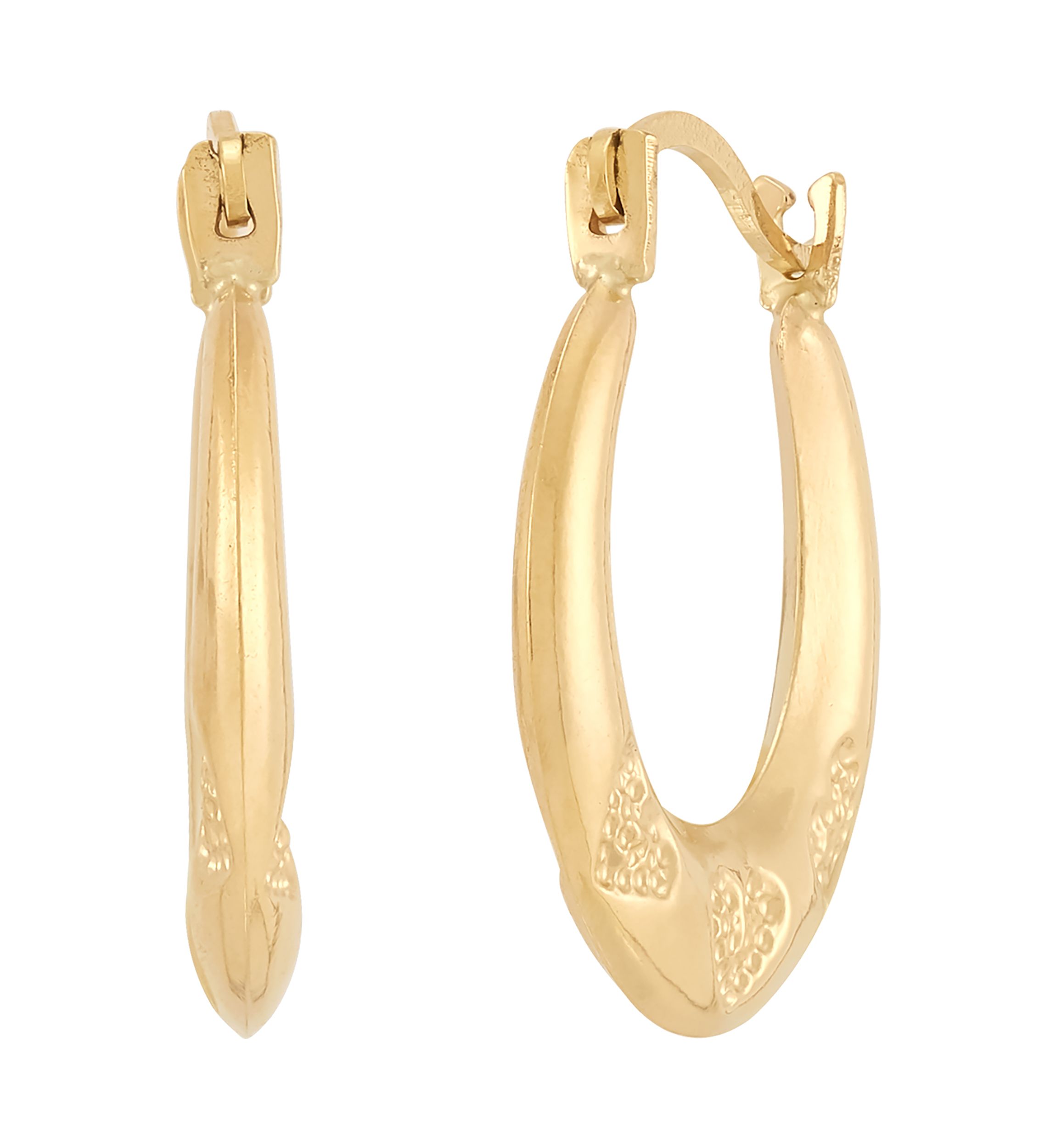 3 Heart Pattern Hoop Earrings in 14K Yellow Gold