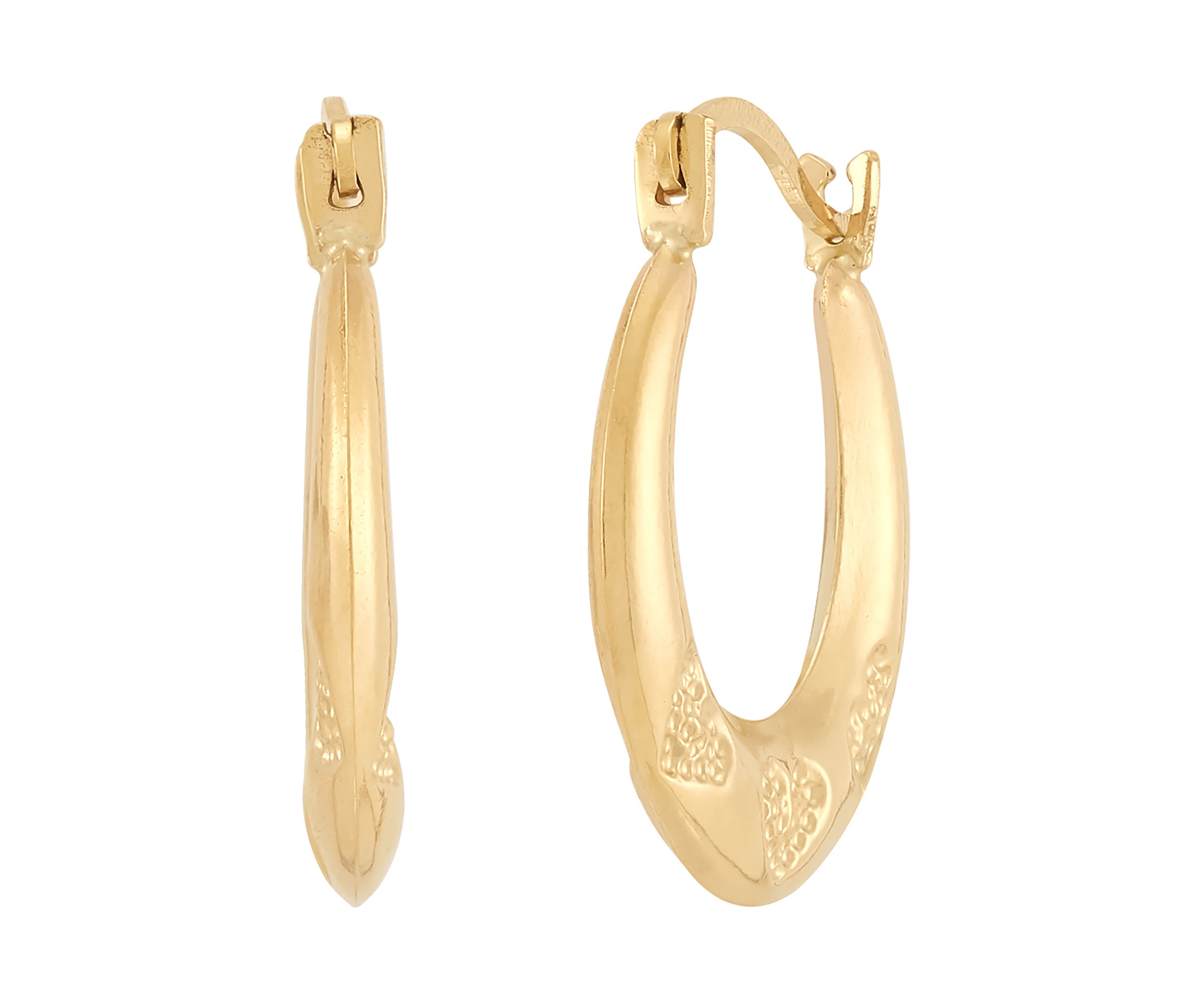 3 Heart Pattern Hoop Earrings in 14K Yellow Gold