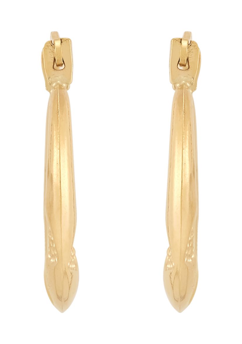 3 Heart Pattern Hoop Earrings in 14K Yellow Gold