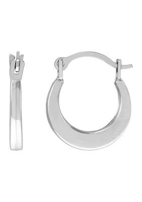 Small Round Plain Hoop Earrings in 14K White Gold 