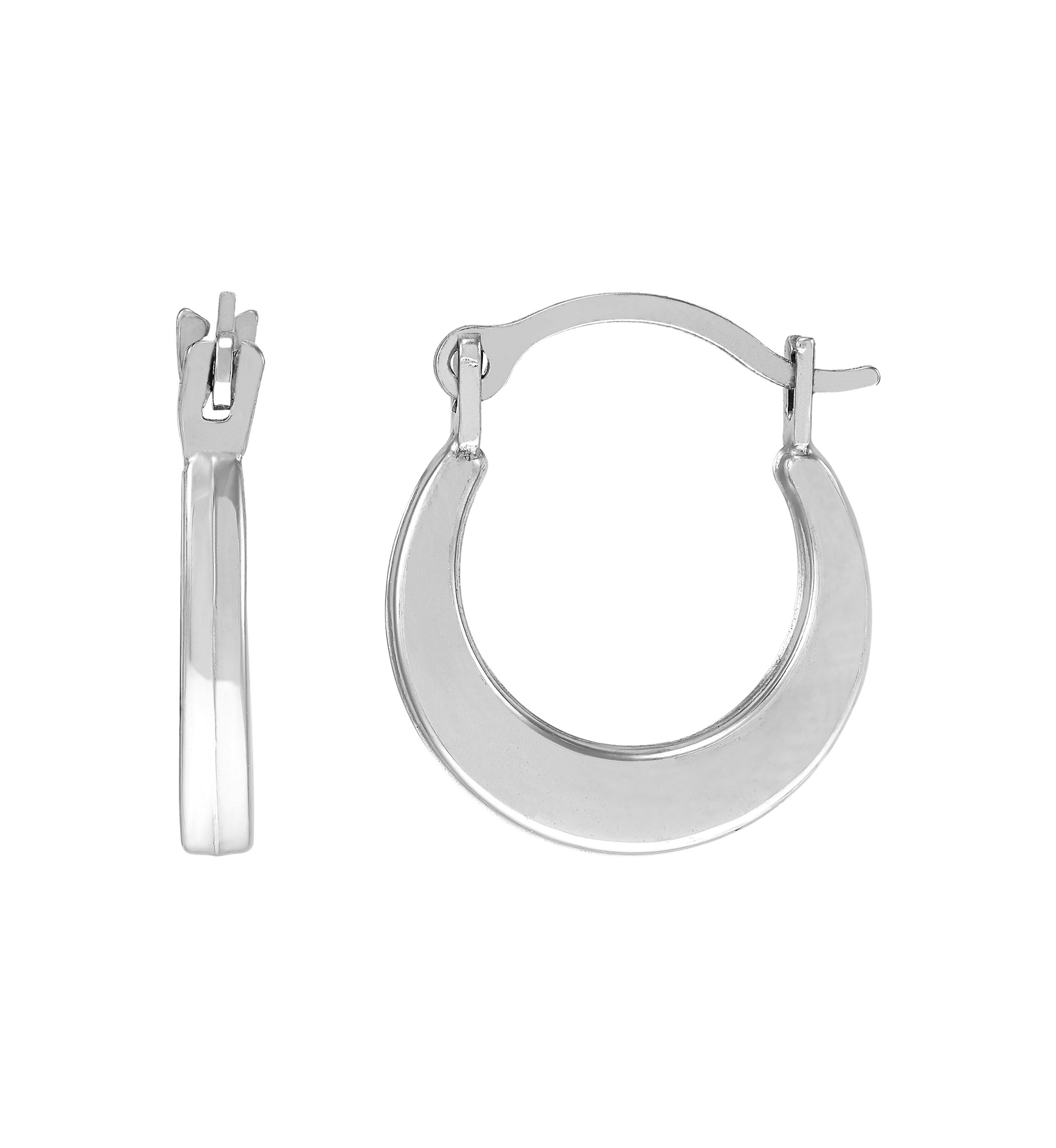 Small Round Plain Hoop Earrings in 14K White Gold 