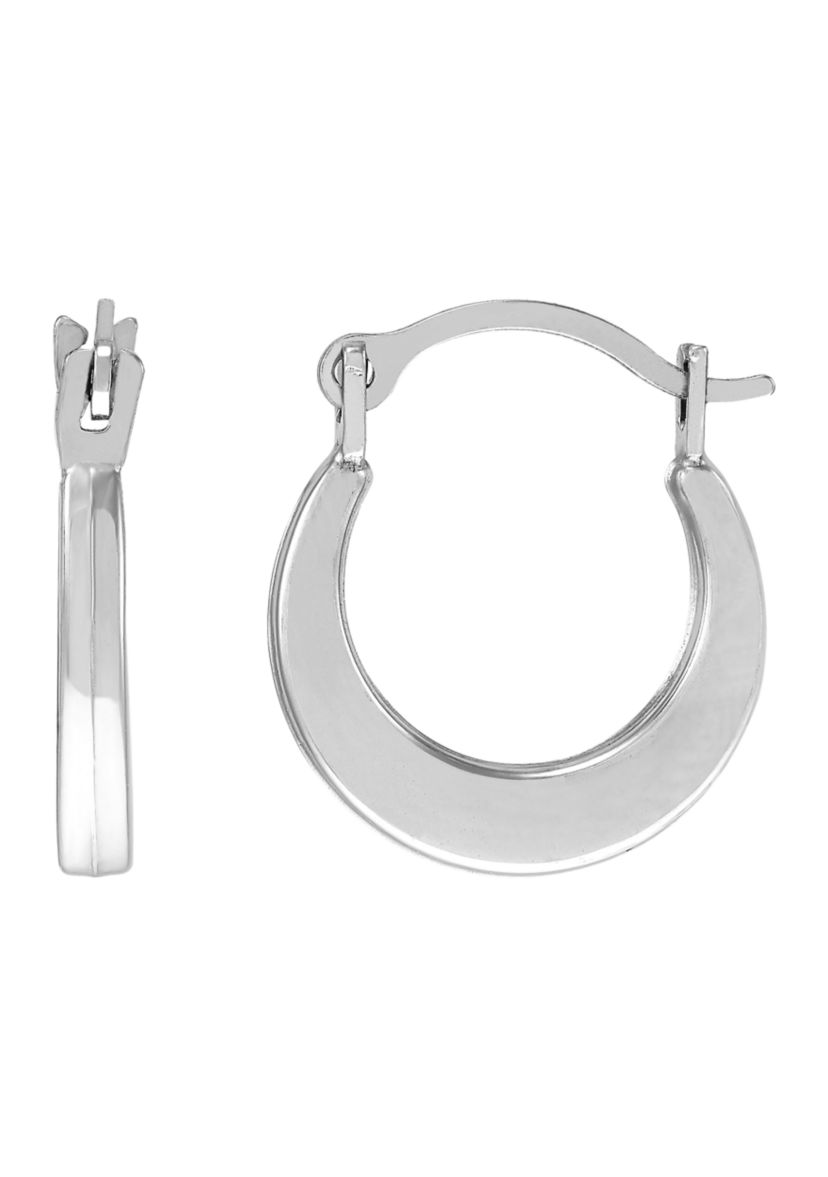 Small Round Plain Hoop Earrings in 14K White Gold 