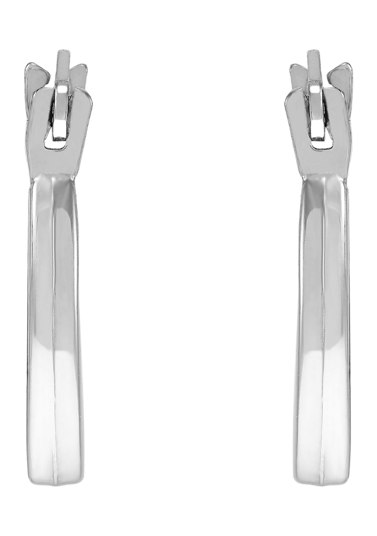 Small Round Plain Hoop Earrings in 14K White Gold 