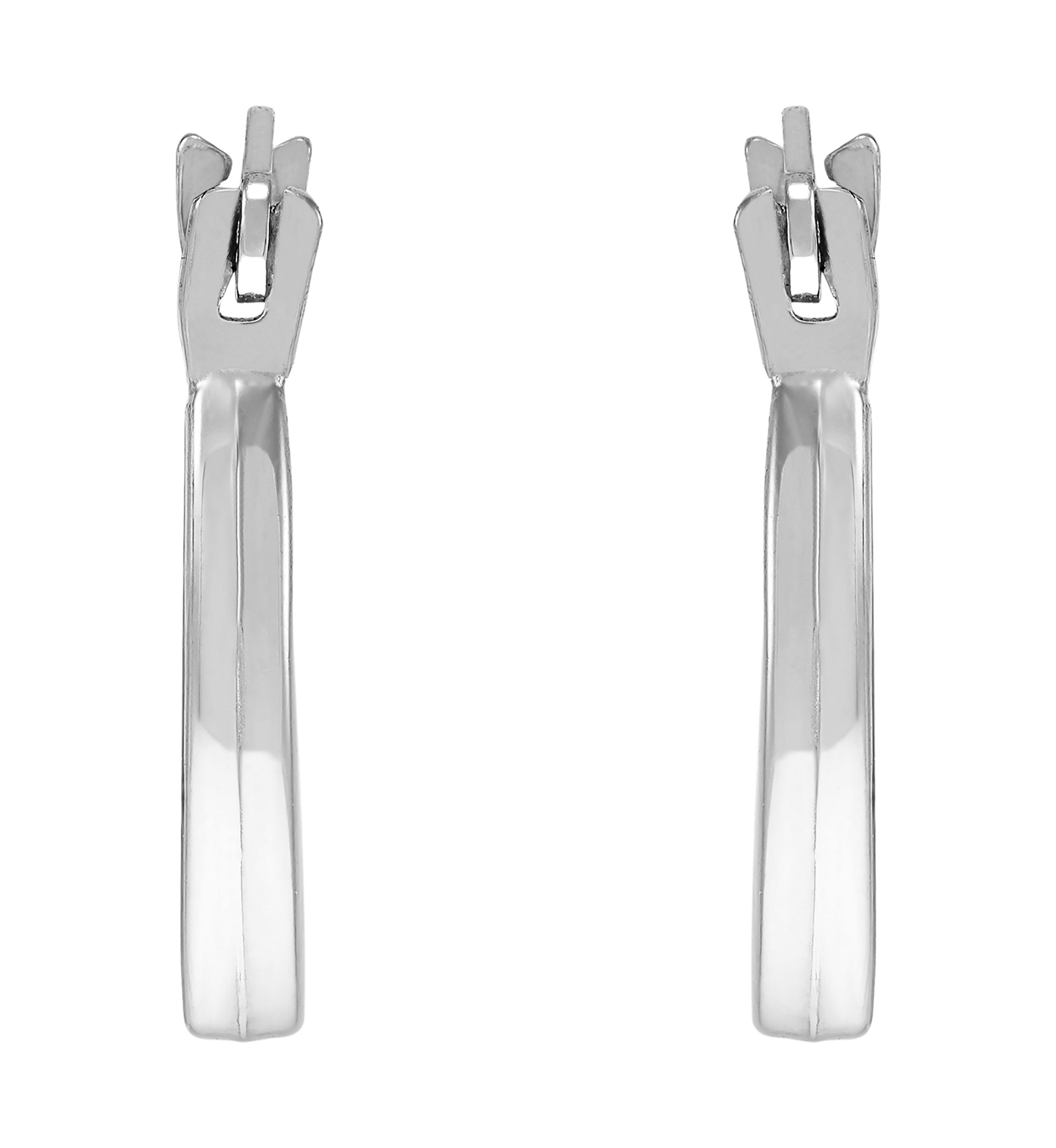 Small Round Plain Hoop Earrings in 14K White Gold 