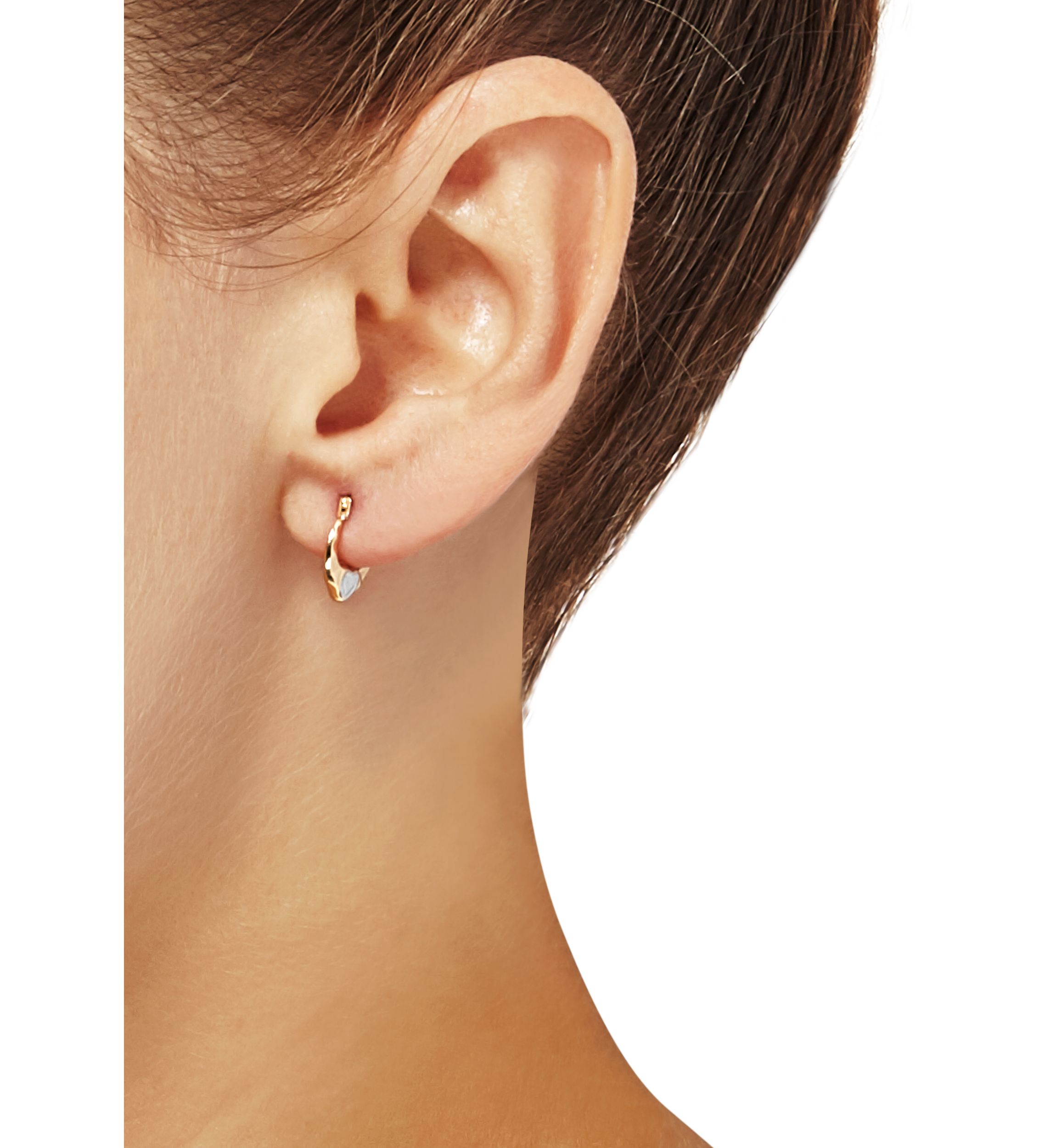 Kids Heart Hoop Earrings in 14K Two-Tone Gold 