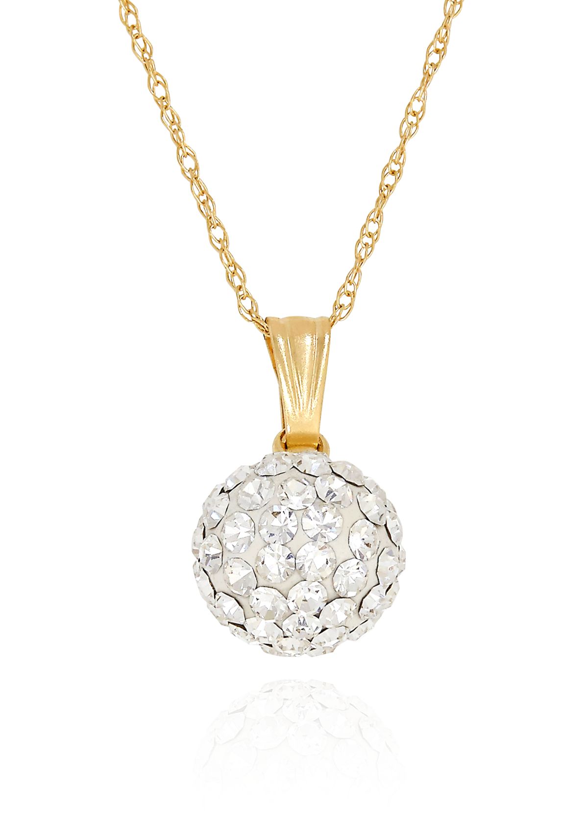 Crystal Ball Pendant Necklace in 14K Yellow Gold