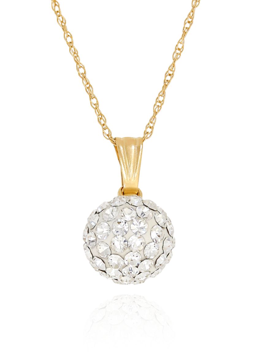Crystal Ball Pendant Necklace in 14K Yellow Gold