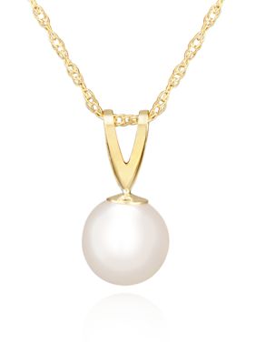 Belk & Co Freshwater Pearl Pendant in 14K Yellow Gold