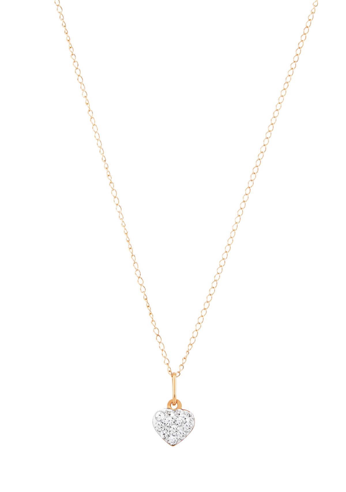 Kids White Crystal Heart Pendant in 14k Yellow Gold